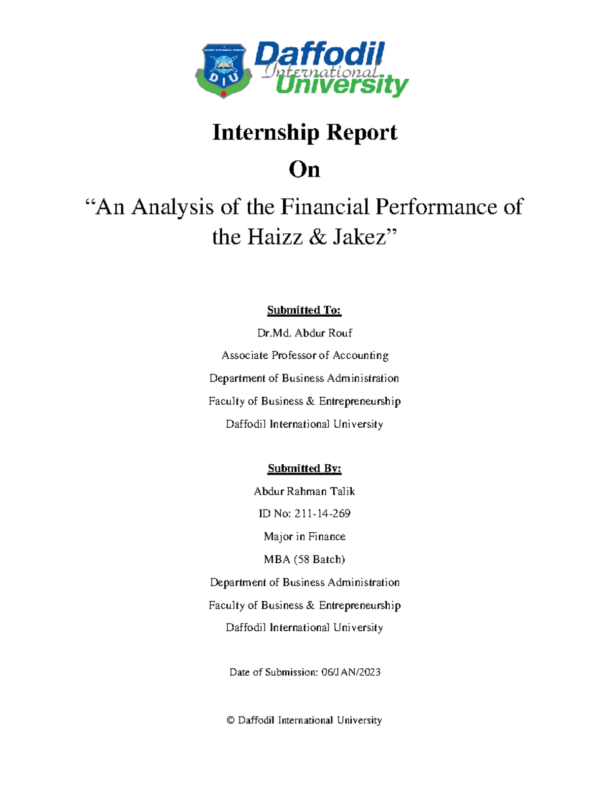 supervisionETGZADV - Internship Report On “An Analysis of the Financial ...