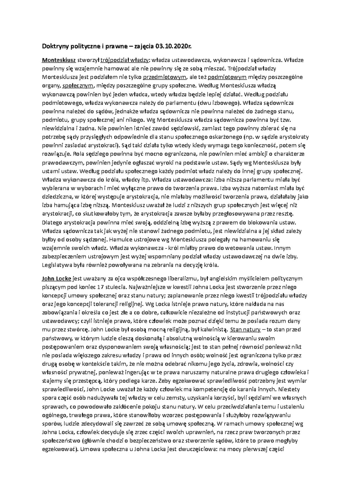 Doktryny polityczne i prawne - notatki - Doktryny polityczne i prawne