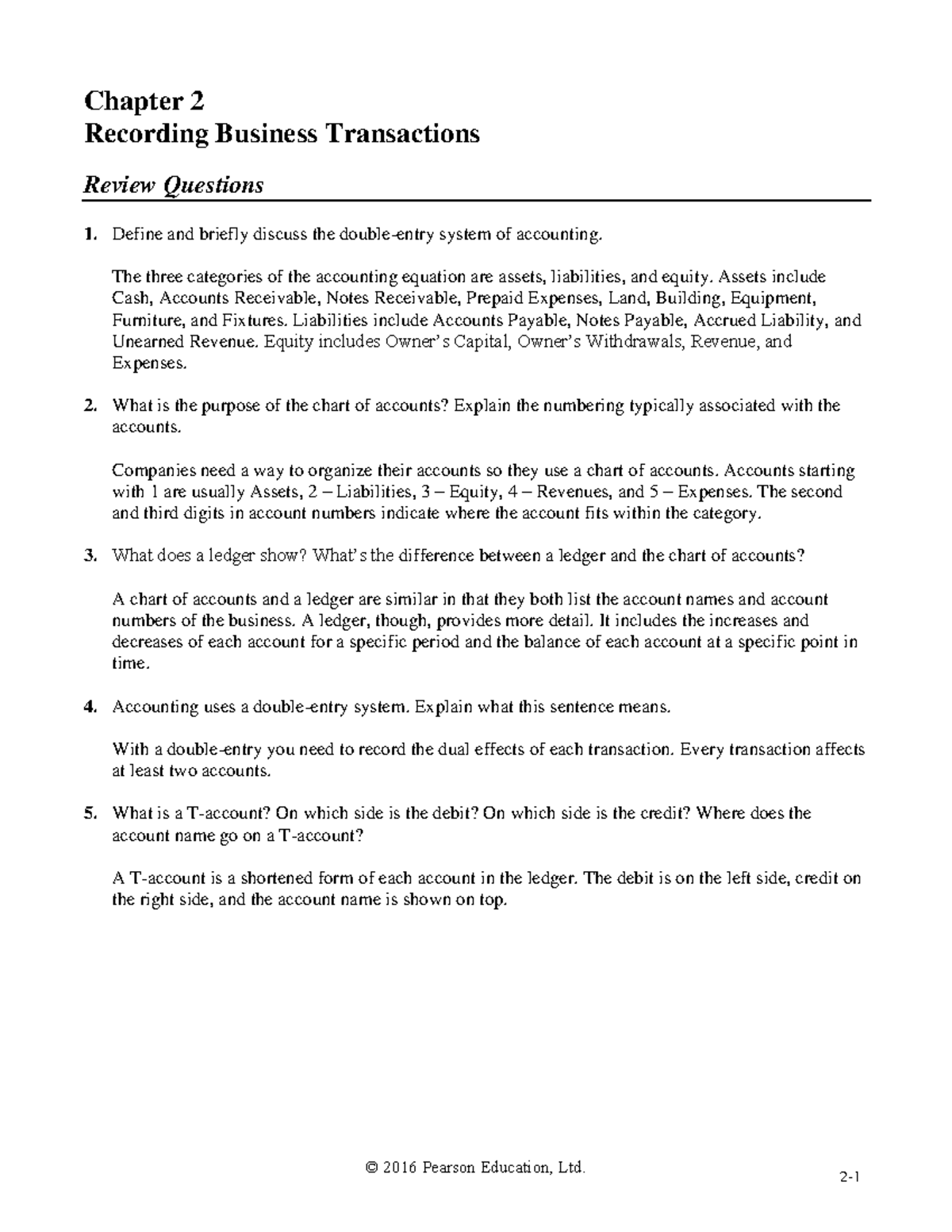 Chapter 2 Classroom homework - Chapter 2 Recording Business ...