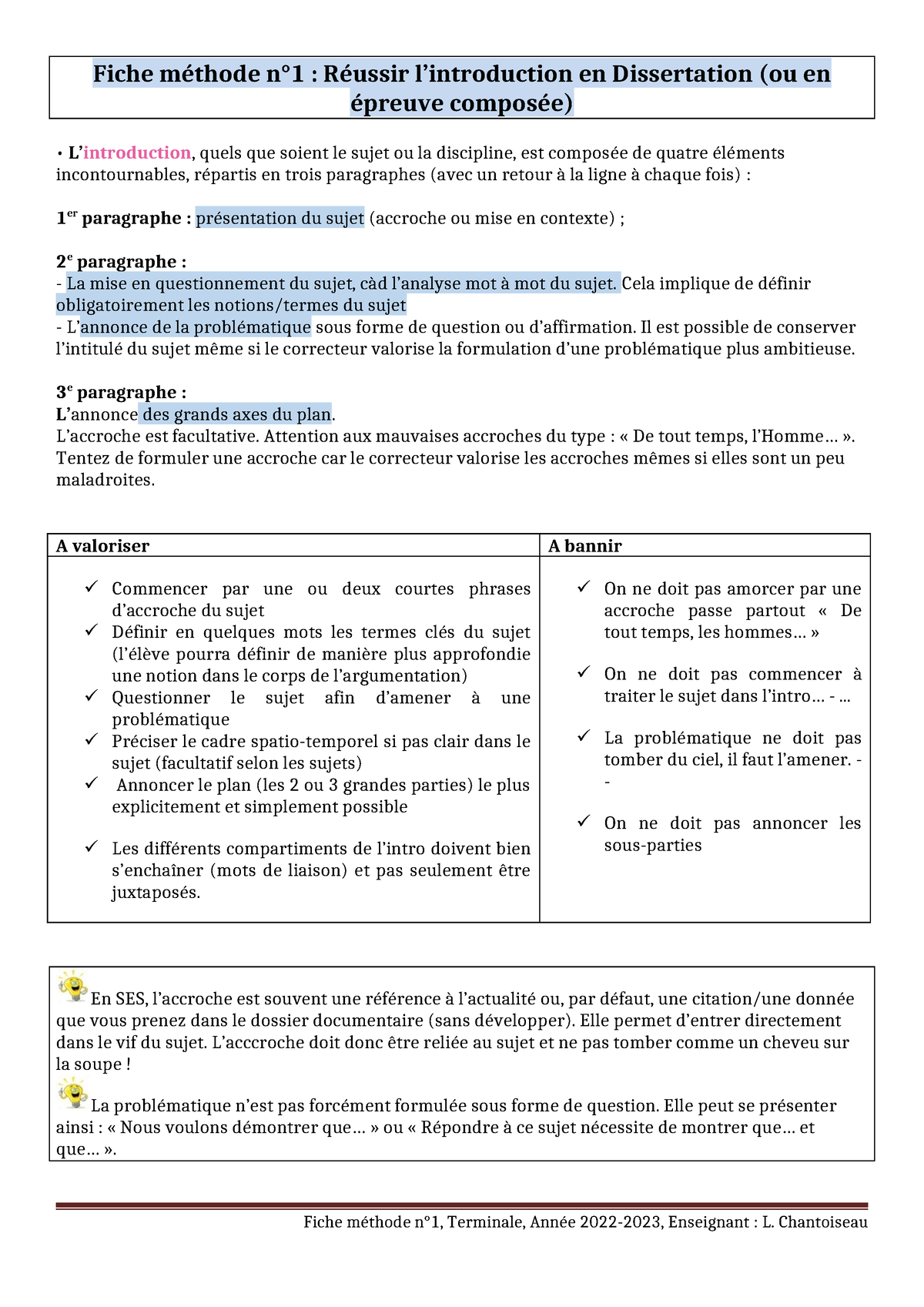 methode introduction dissertation francais