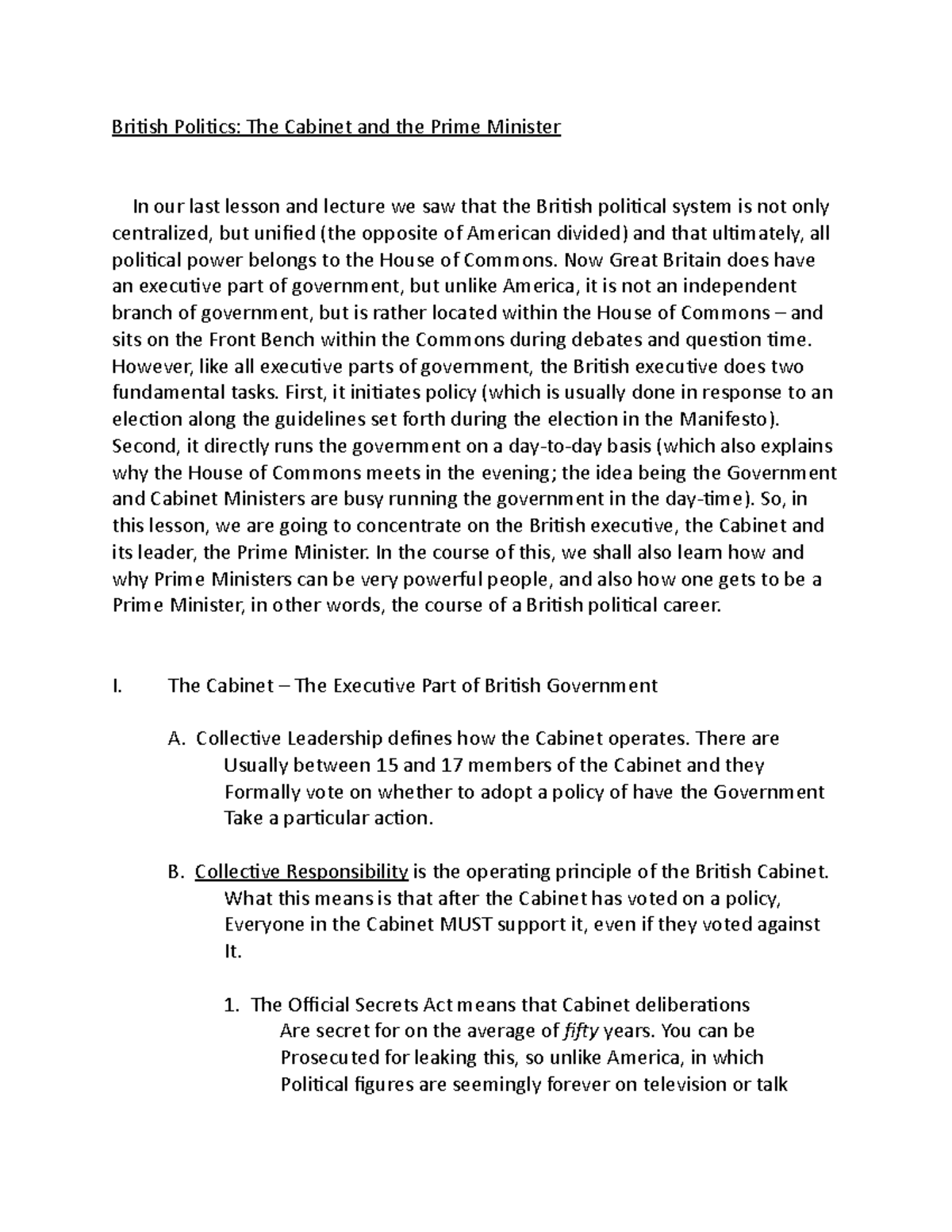 Intro Politics British Cabinet Prime Minister - British Politics: The ...