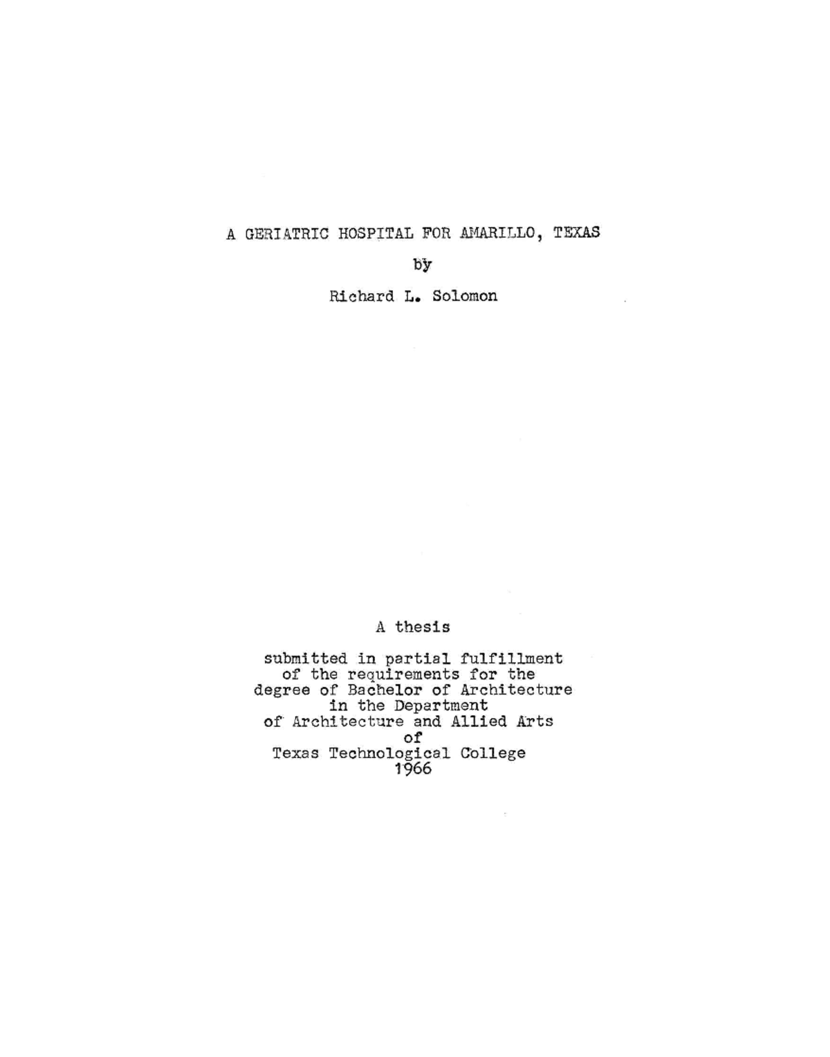 Geriatric Hospital for additional information A GERIATRIC HOSPITAL