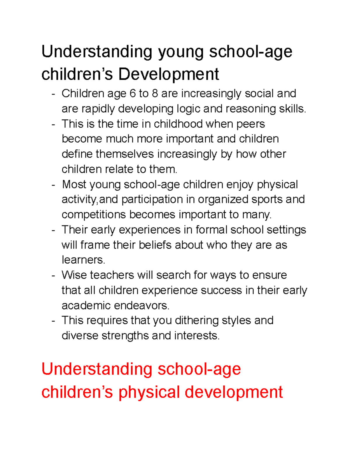 Understanding young school-age children’s Development - Understanding ...