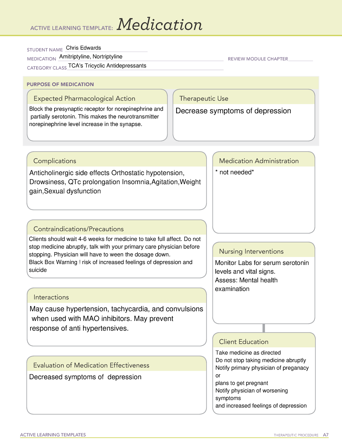 TCA's Antidepressants - ACTIVE LEARNING TEMPLATES TherapeuTic procedure ...