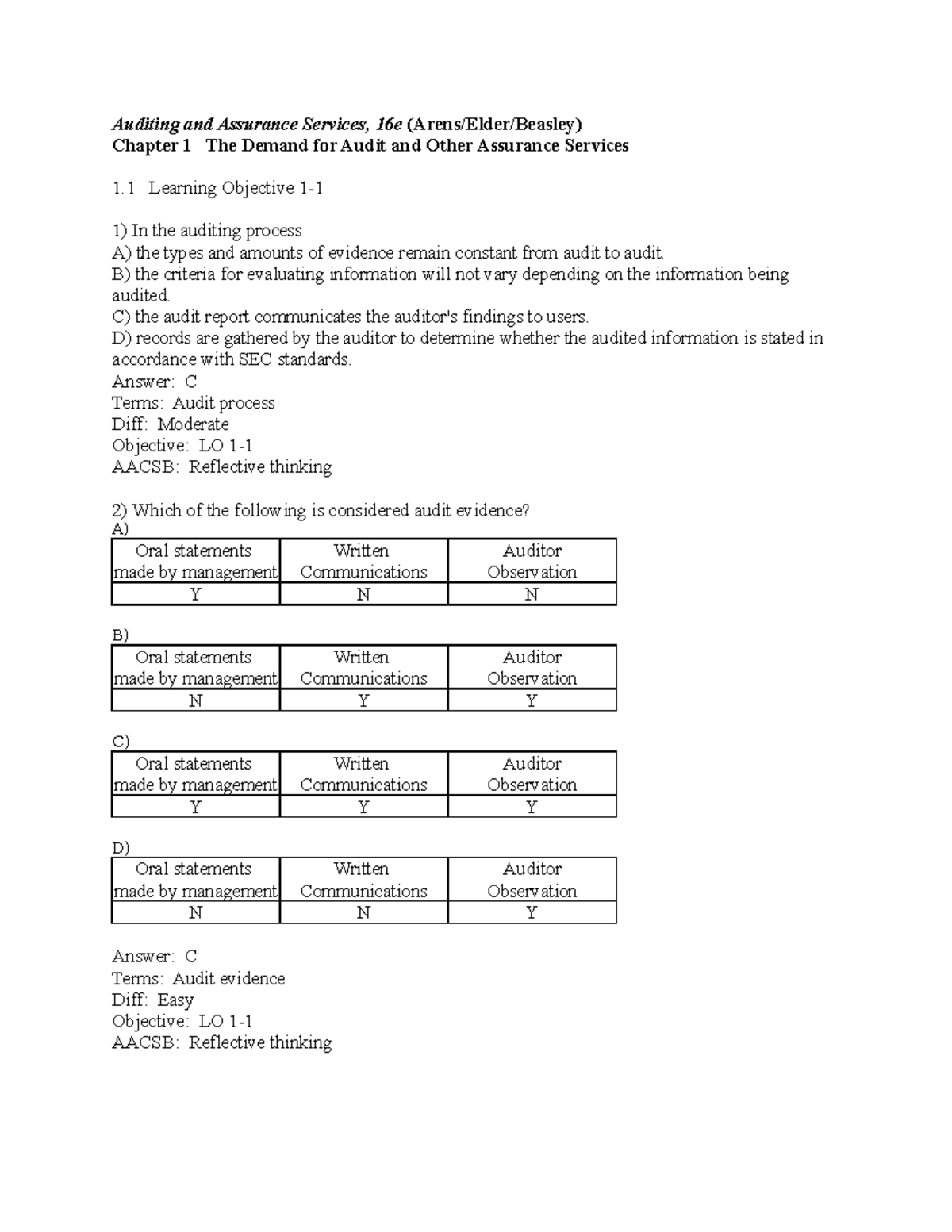 Sample/practice Exam, Questions And Answers - Auditing And Assurance ...