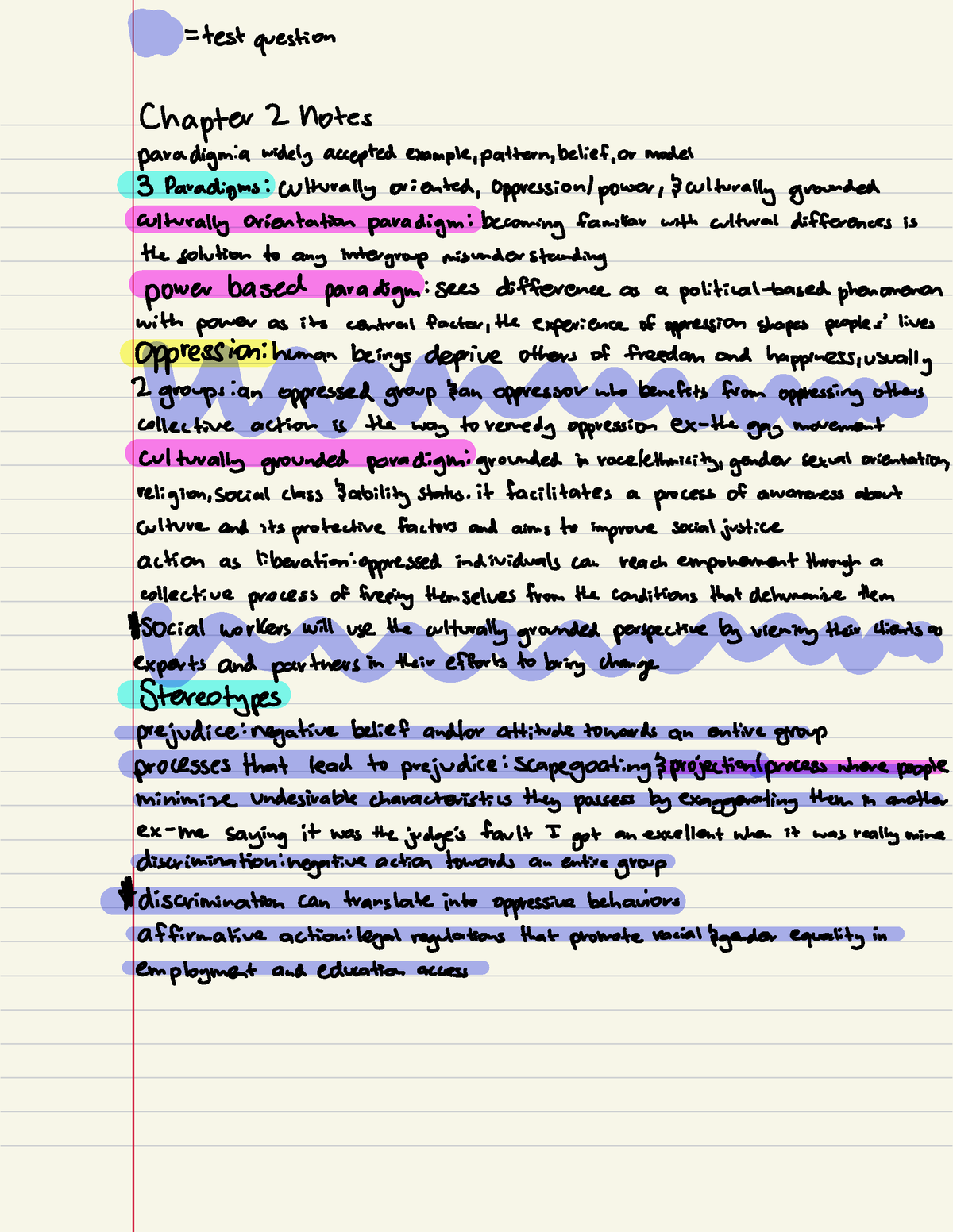 Chapter 2 notes - = test question Chapter 2 notes paradigm: a widely ...