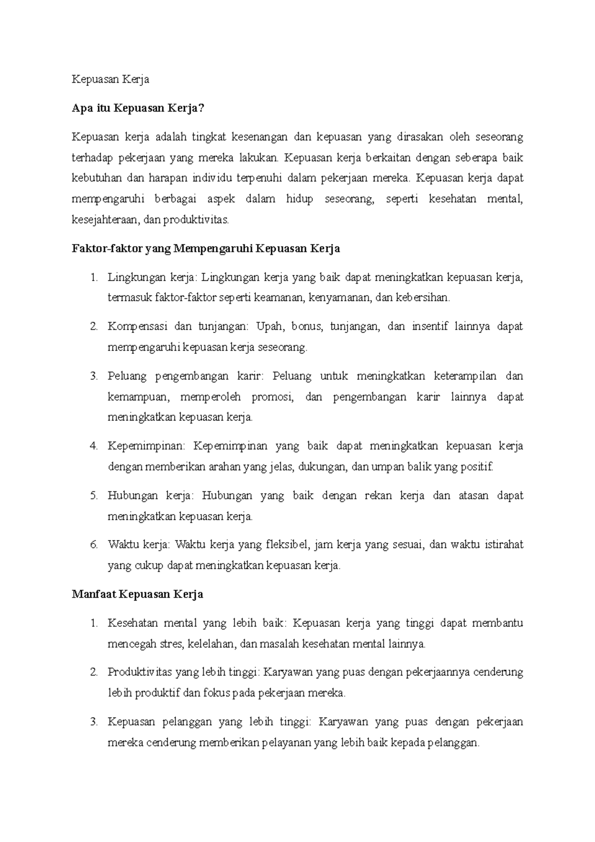 Kepuasan Kerja Karyawan Kepuasan Kerja Apa itu Kepuasan Kerja