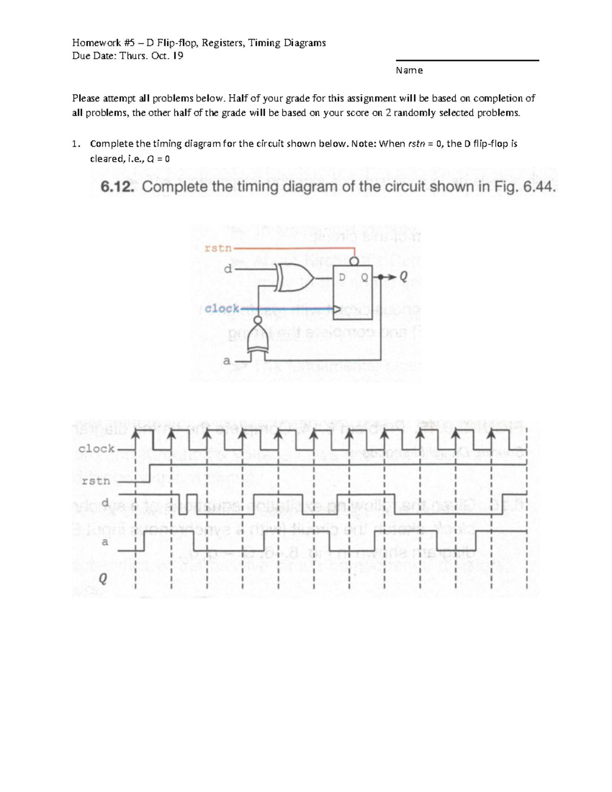 HW5 F23 - EGR 240 0 - Homework 5 - Homework # 5 – D Flip-flop ...