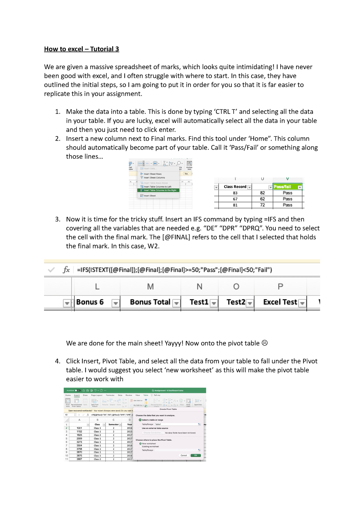 How to excel - SAMPLE - How to excel – Tutorial 3 We are given a ...