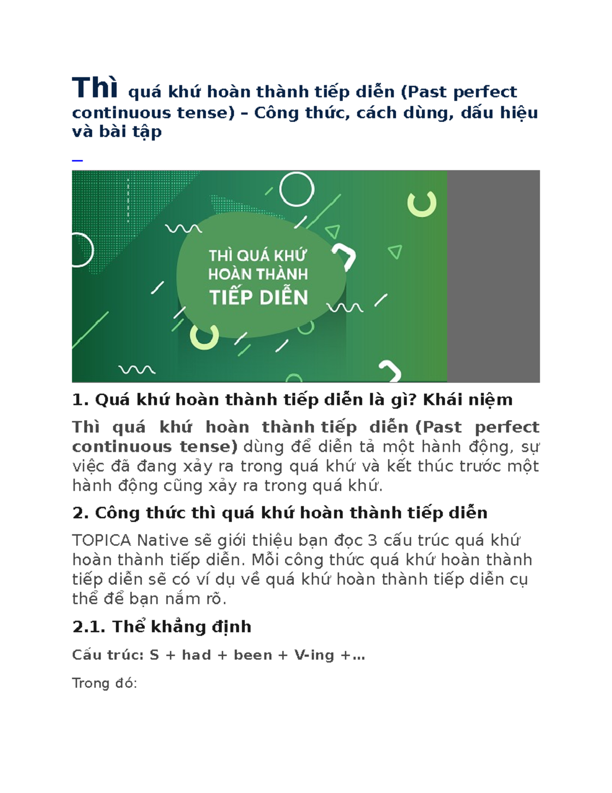 Thì quá khứ hoàn thành tiếp diễn - Thì quá khứ hoàn thành tiếp diễn ...