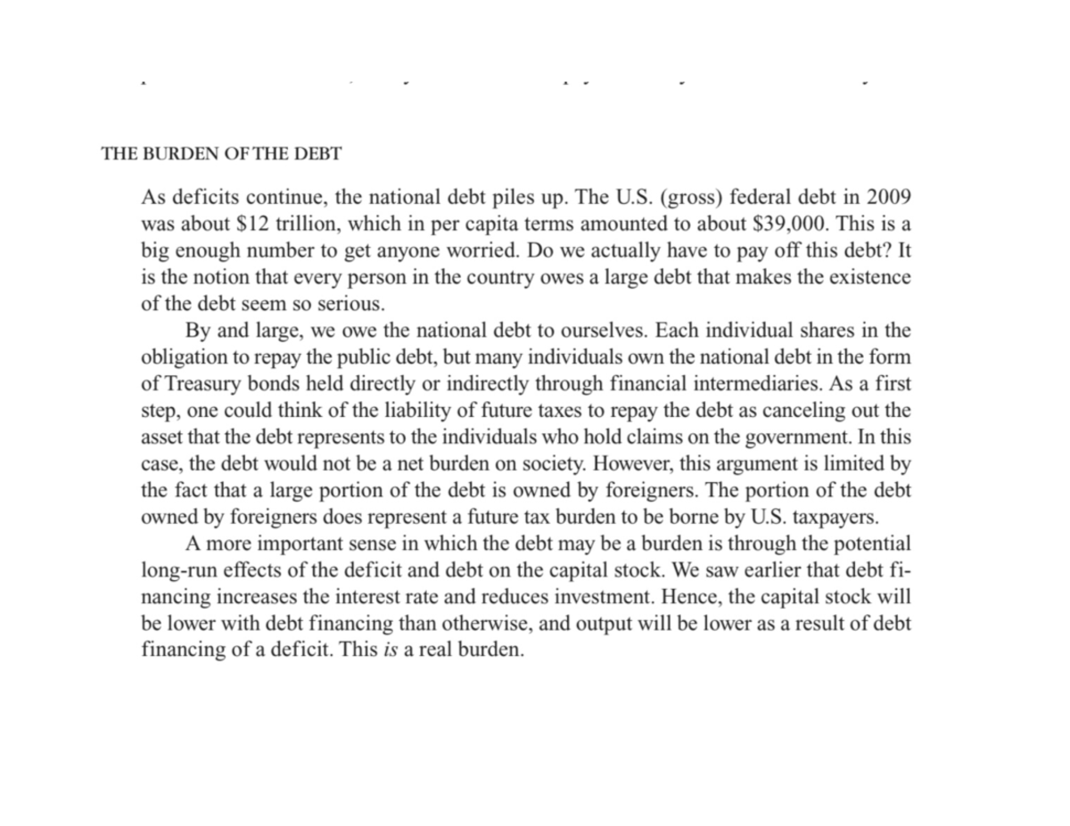 Deficit- The burden of the debt - MACRO ECONOMICS - Studocu