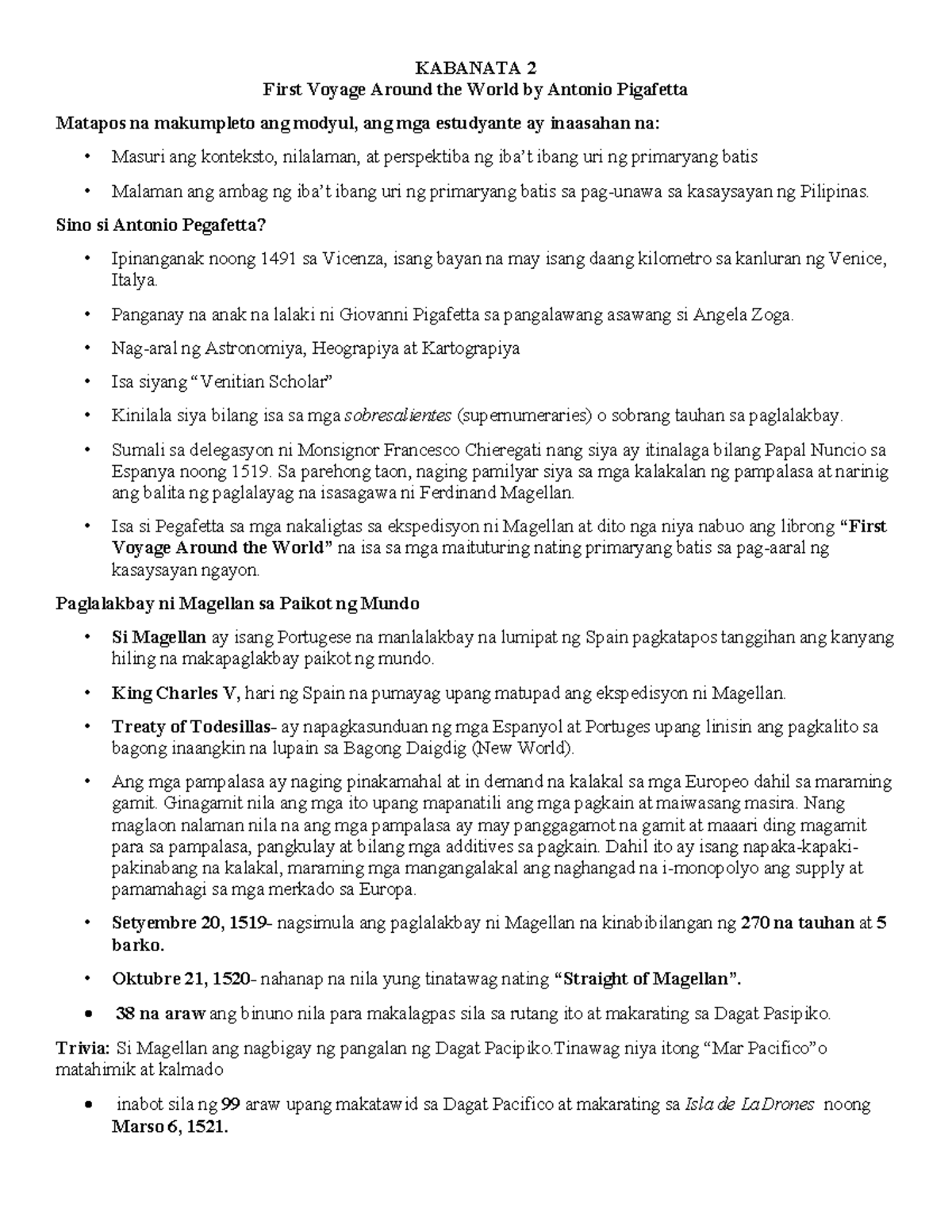 Kabanata 2 Sa Buhay Mo KABANATA 2 First Voyage Around The World By 