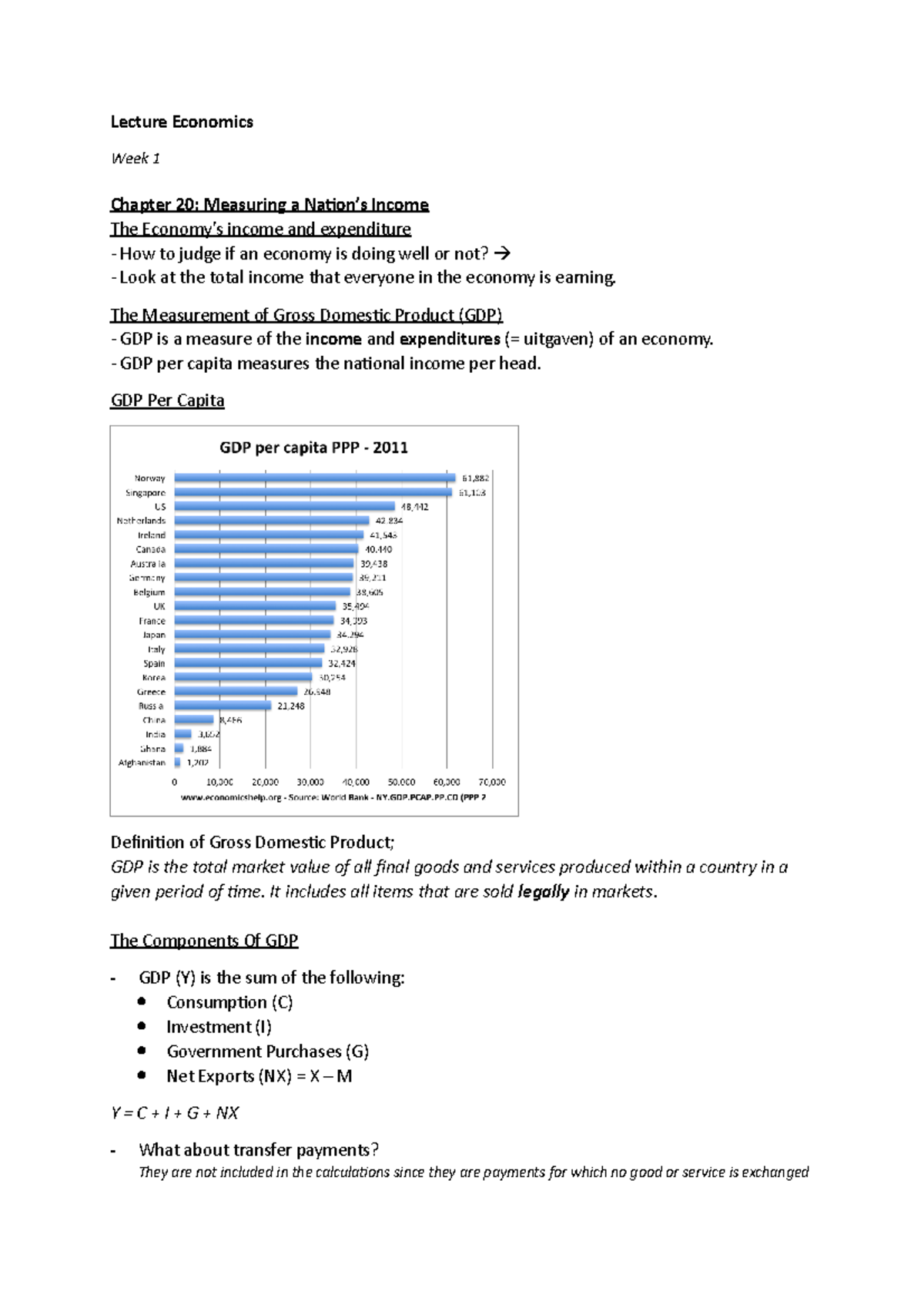 Lecture Economics - The Measurement Of Gross Domestic Product (GDP) GDP ...