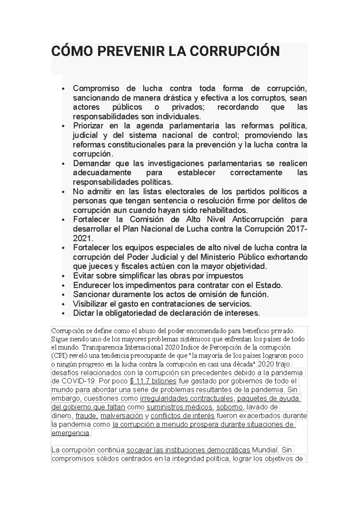 CÓmo Prevenir La Corrupción CÓmo Prevenir La CorrupciÓn Compromiso De Lucha Contra Toda Forma 7315