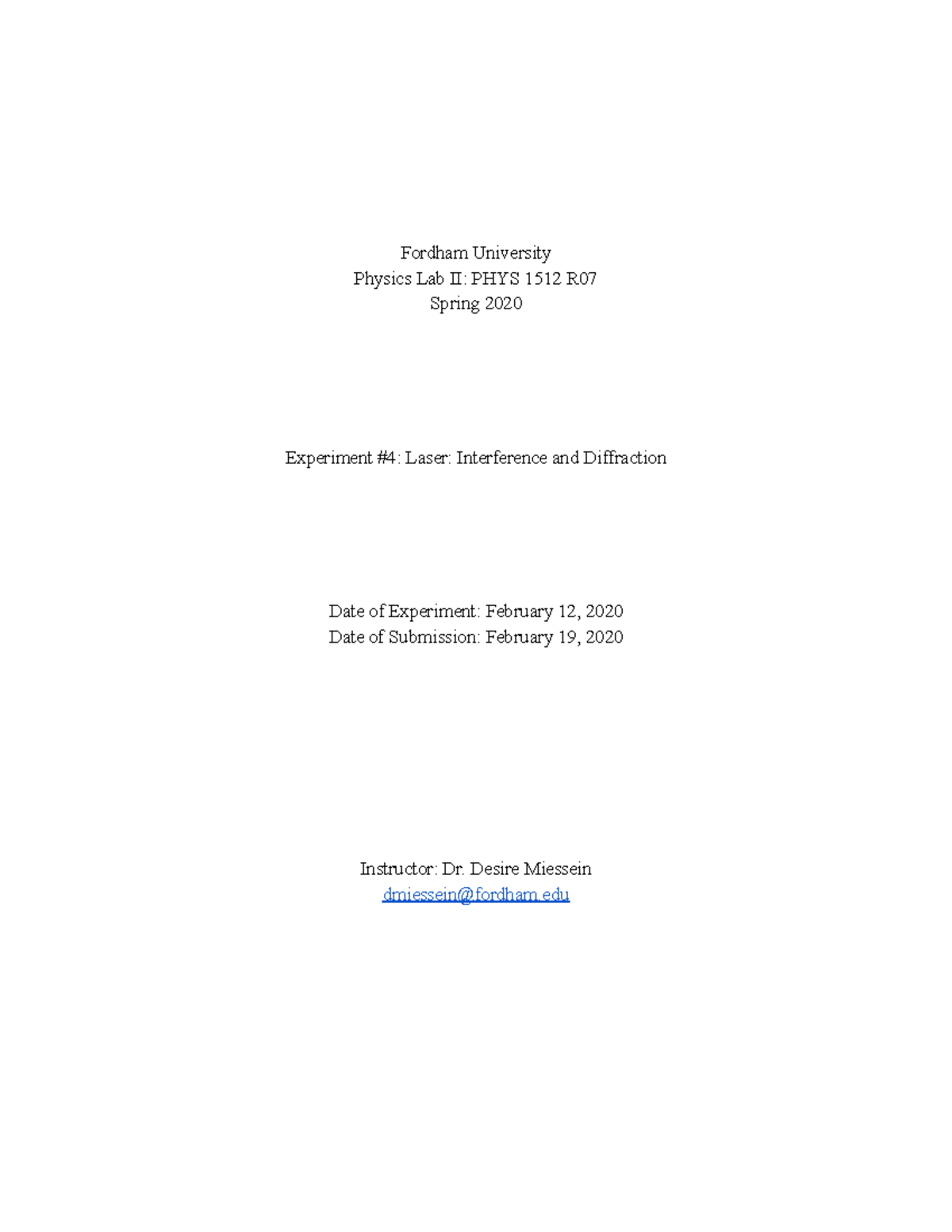 Physics Lab II Lab #4 - lab paper - Fordham University Physics Lab II ...
