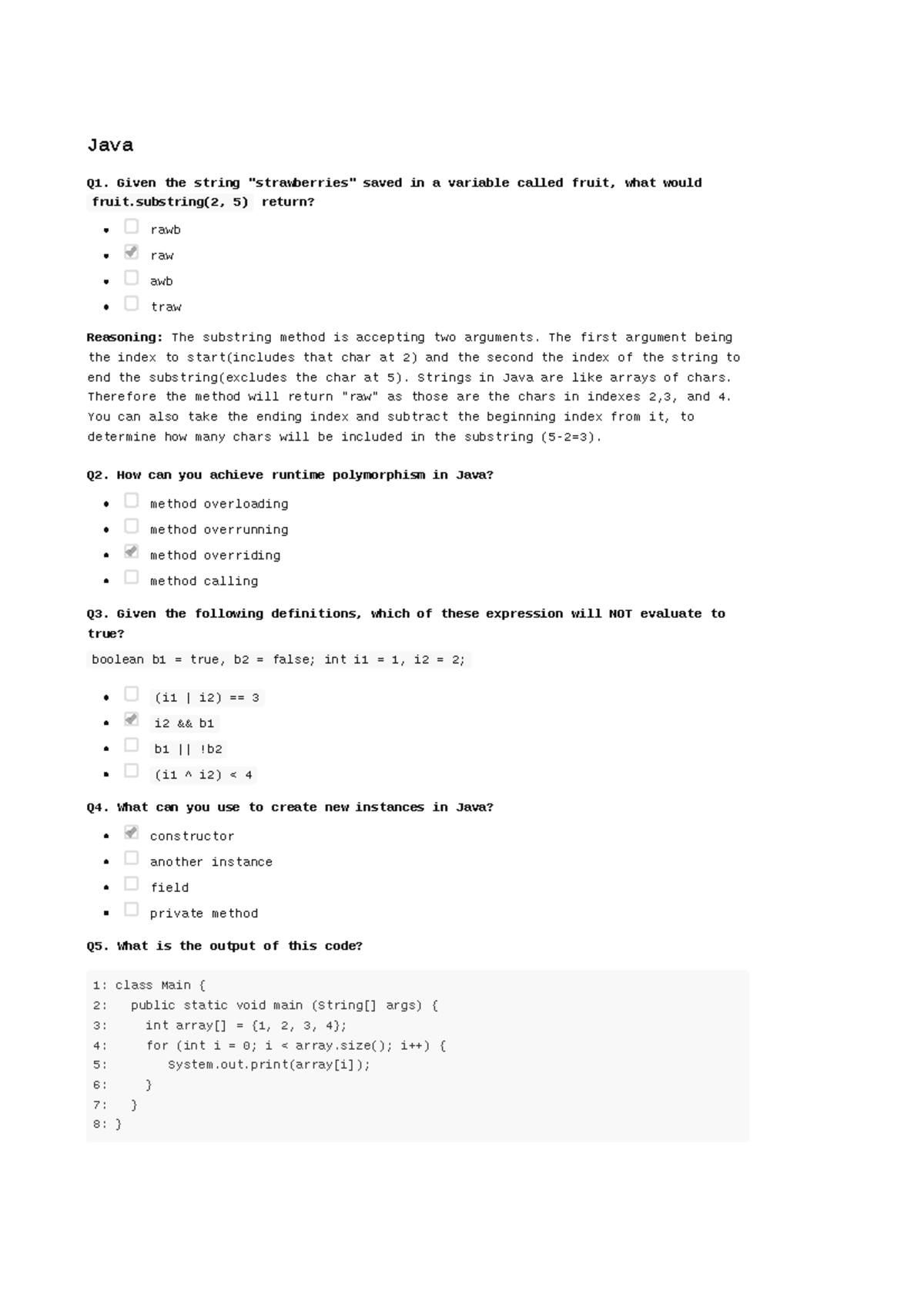 JAVA - Java - Java Q1. Given the string 