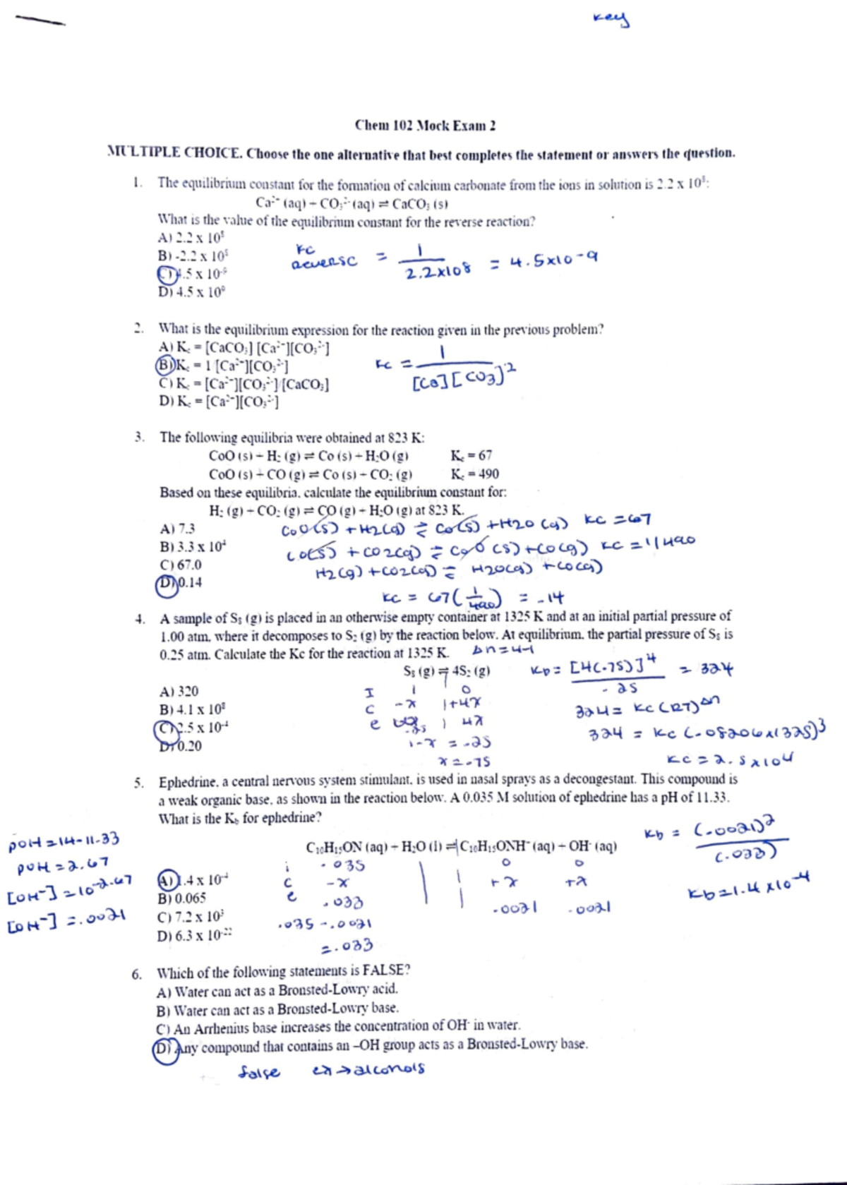 Chem 102 Exam 2 Mock Exam - CHEM102 - LUC - Studocu