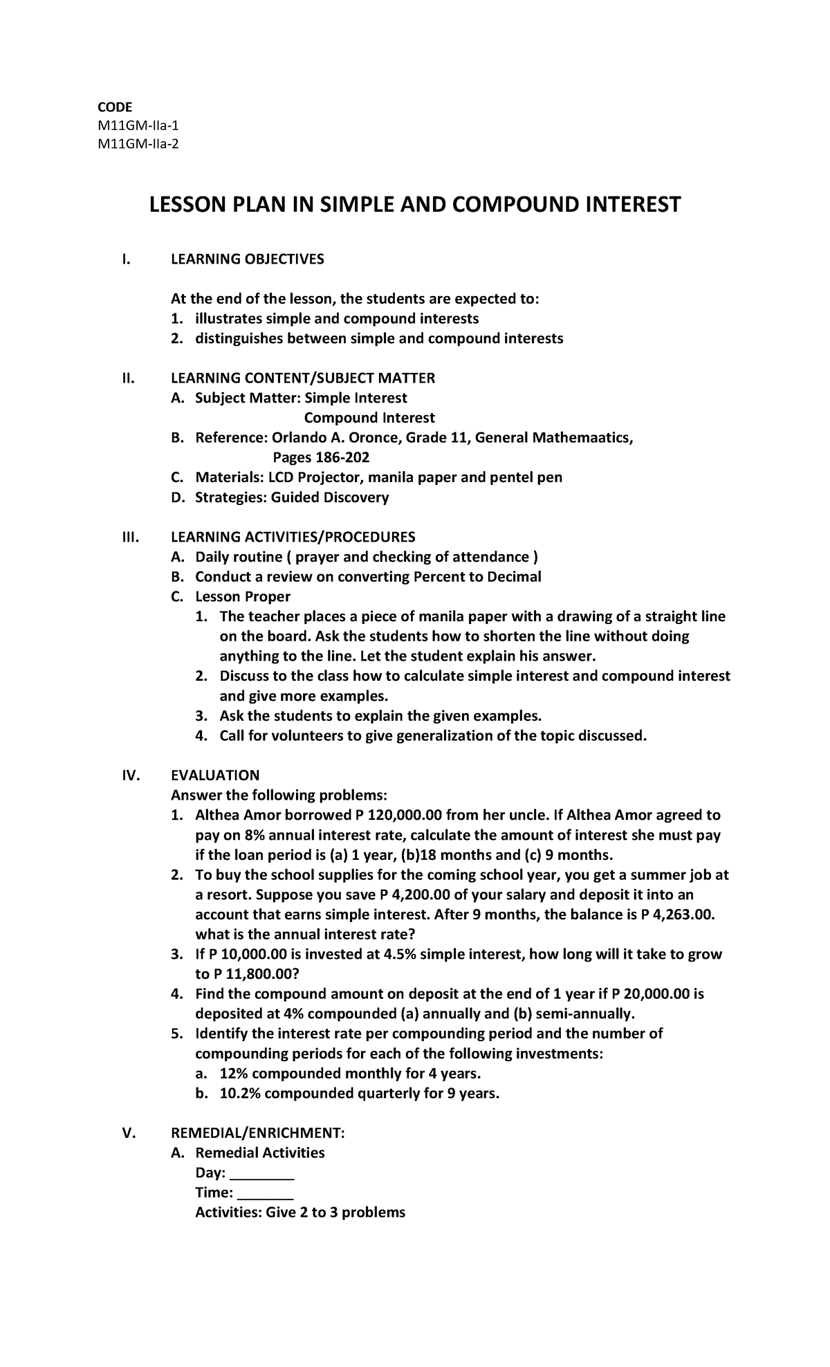 Students T Table One Tailed Two Tailed - CODE M11GM-IIa- M11GM-IIa ...