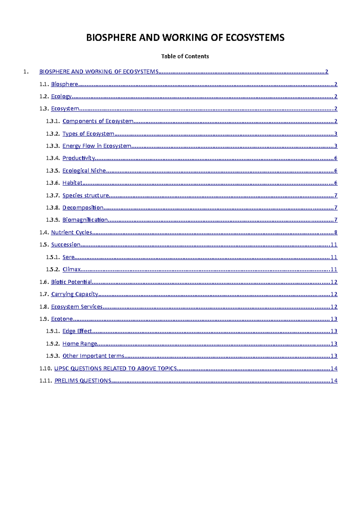 Chapter 2 - Biosphere AND Working OF Ecosystems - BIOSPHERE AND WORKING ...