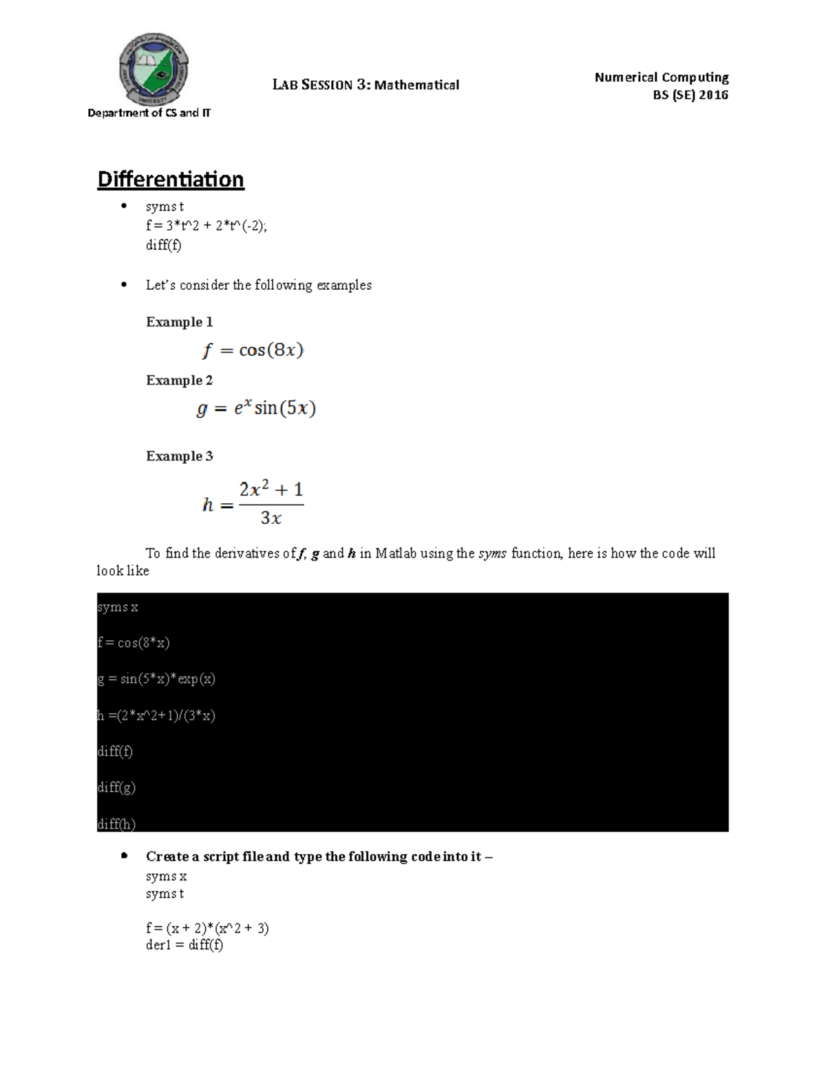 Lab Session 3 - Nc lab 3 - LAB SESSION 3: Mathematical Department of CS ...