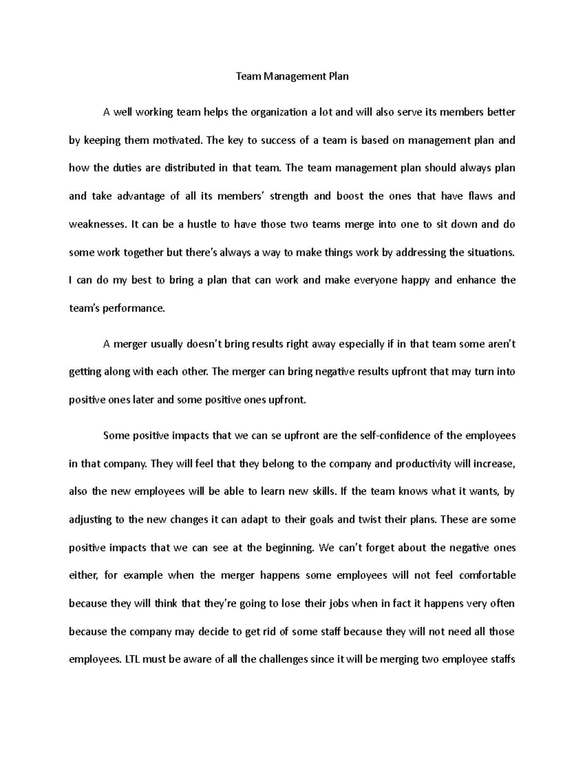 5-3 Project Two Team Management Plan - Team Management Plan A well ...