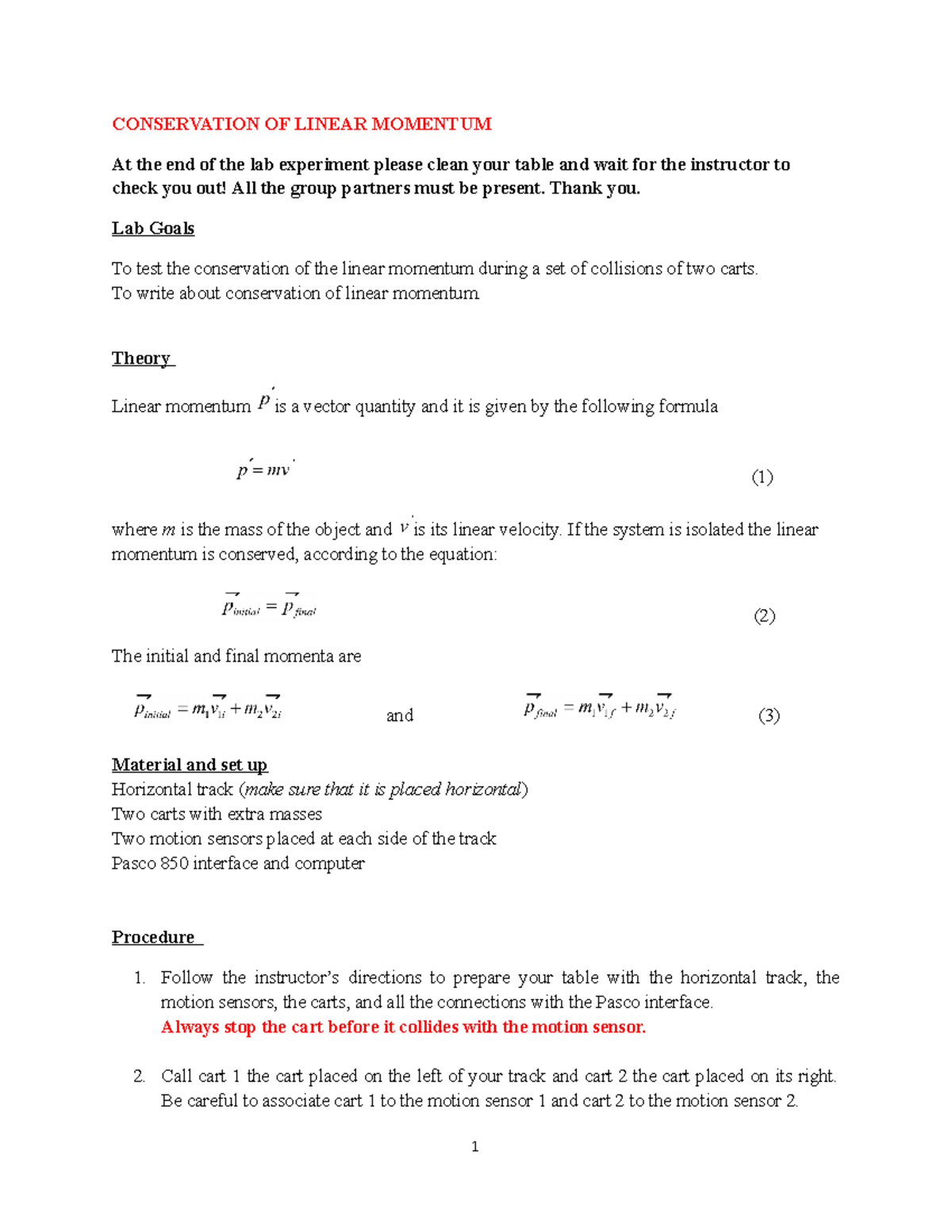 Conservation Of Linear Momentum - CONSERVATION OF LINEAR MOMENTUM At ...