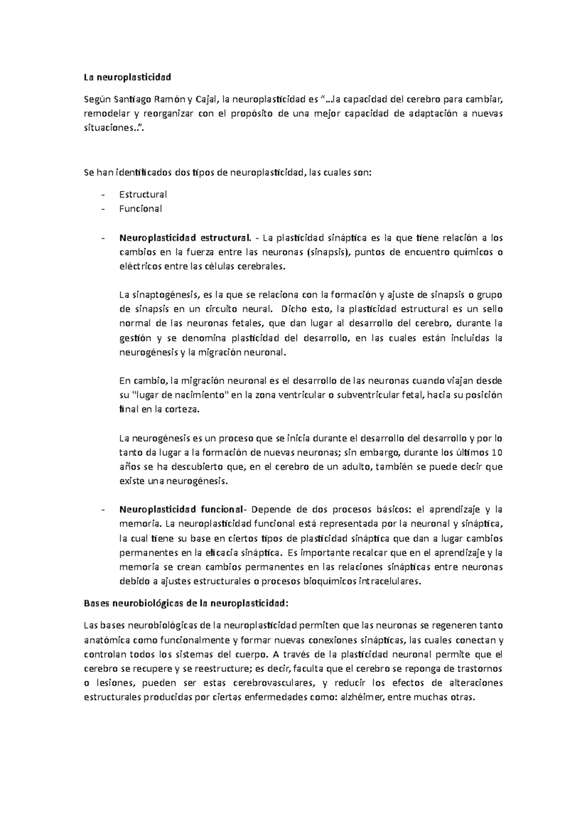 Foro 1 Analice la neuroplasticidad leyendo el artículo de Demarin et al ...