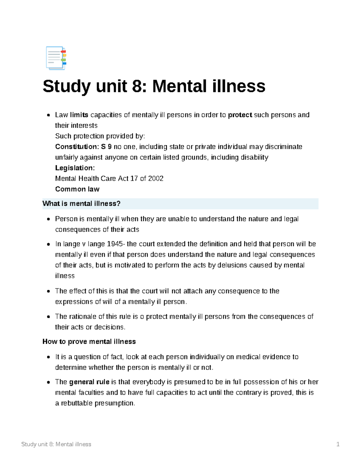 Af95c520-d864-4949-b8fc-4a3562e0b63c Study unit 8 Mental illness ...