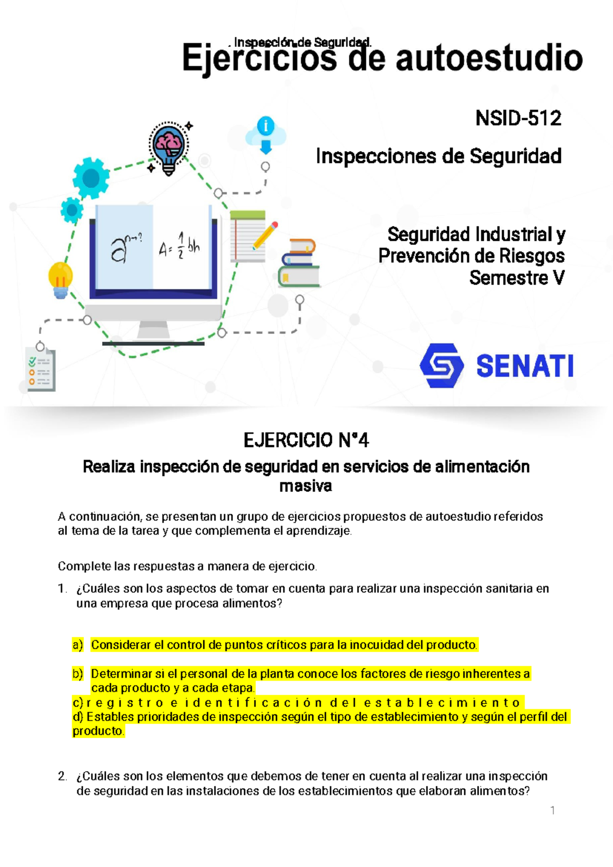 Ejercicios de autoestudio Nsid-512 tarea 4 - 1 .InspeccióndeSeguridad ...