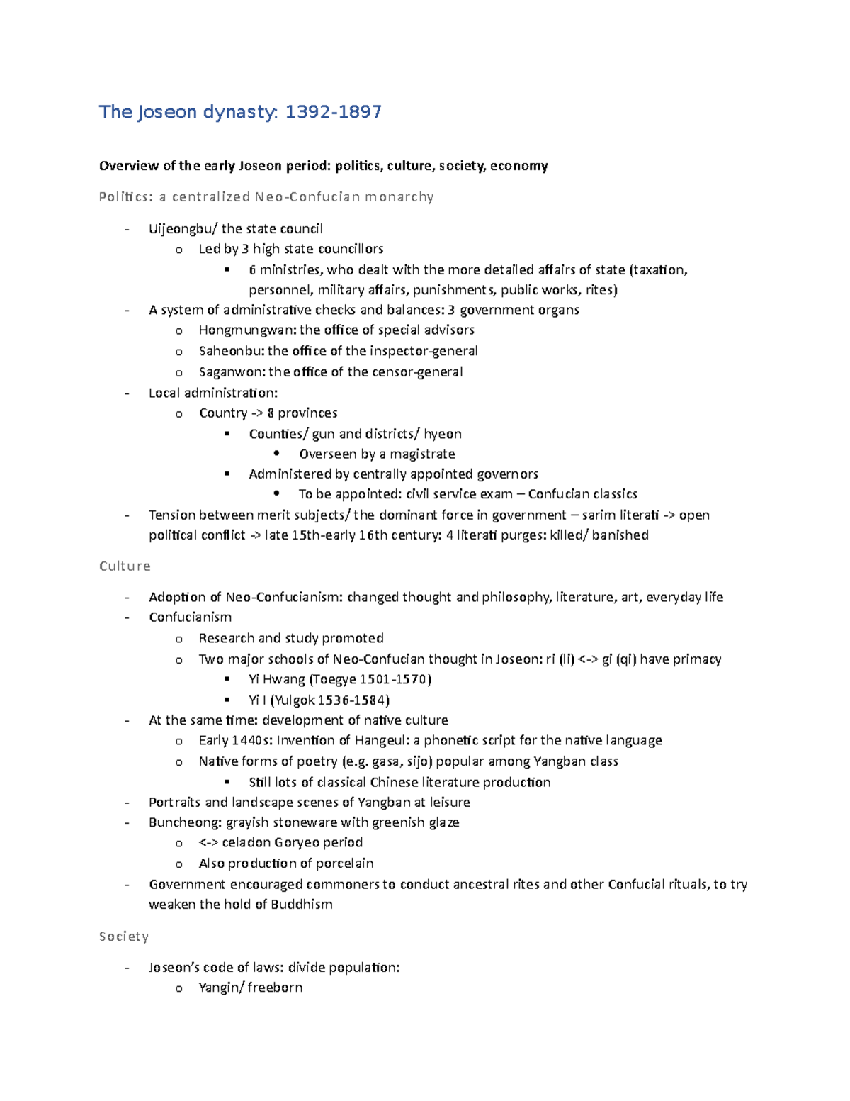 History of Korea The Choson Dynasty summary The Joseon dynasty 1392