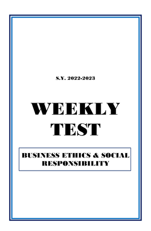 Business Ethics Social Weekly Test 12 - S. 2022- WEEKLY TEST 12 ...