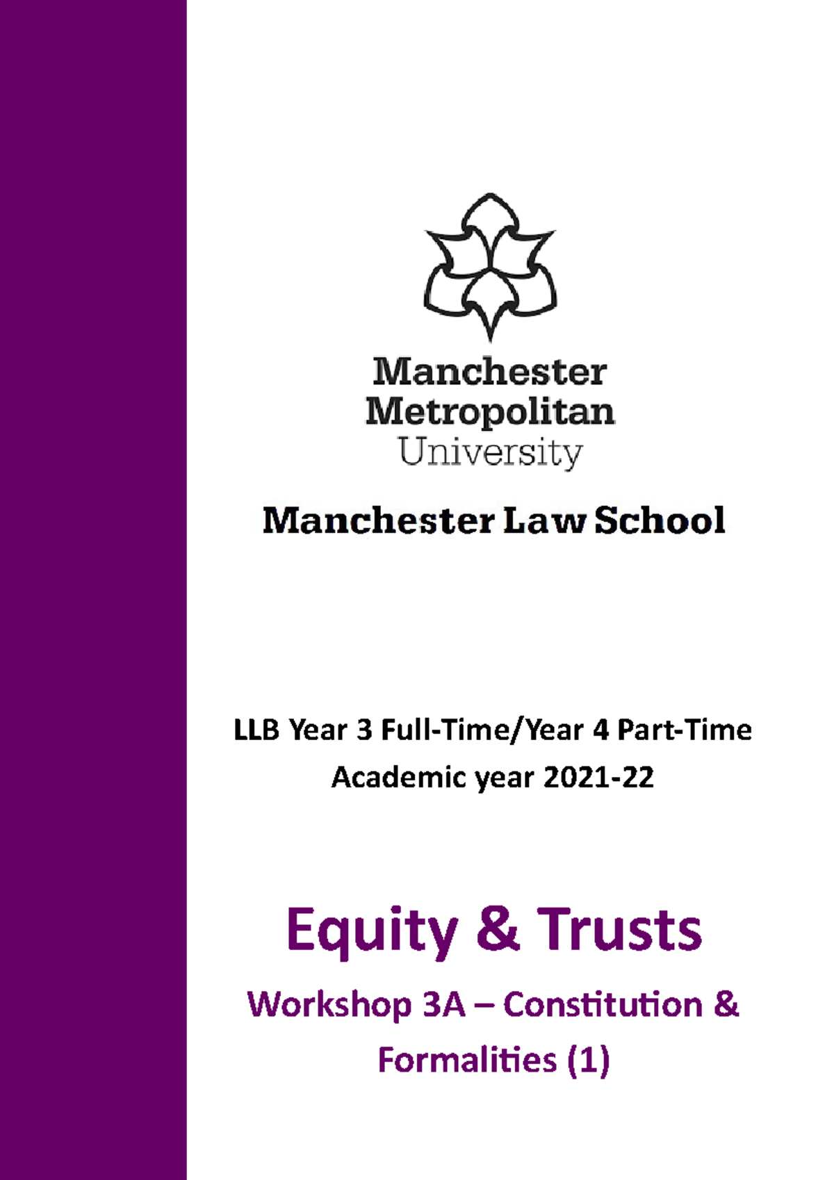 Workshop 3A - Constitution Formalities - 456Z0016 - MMU - Studocu