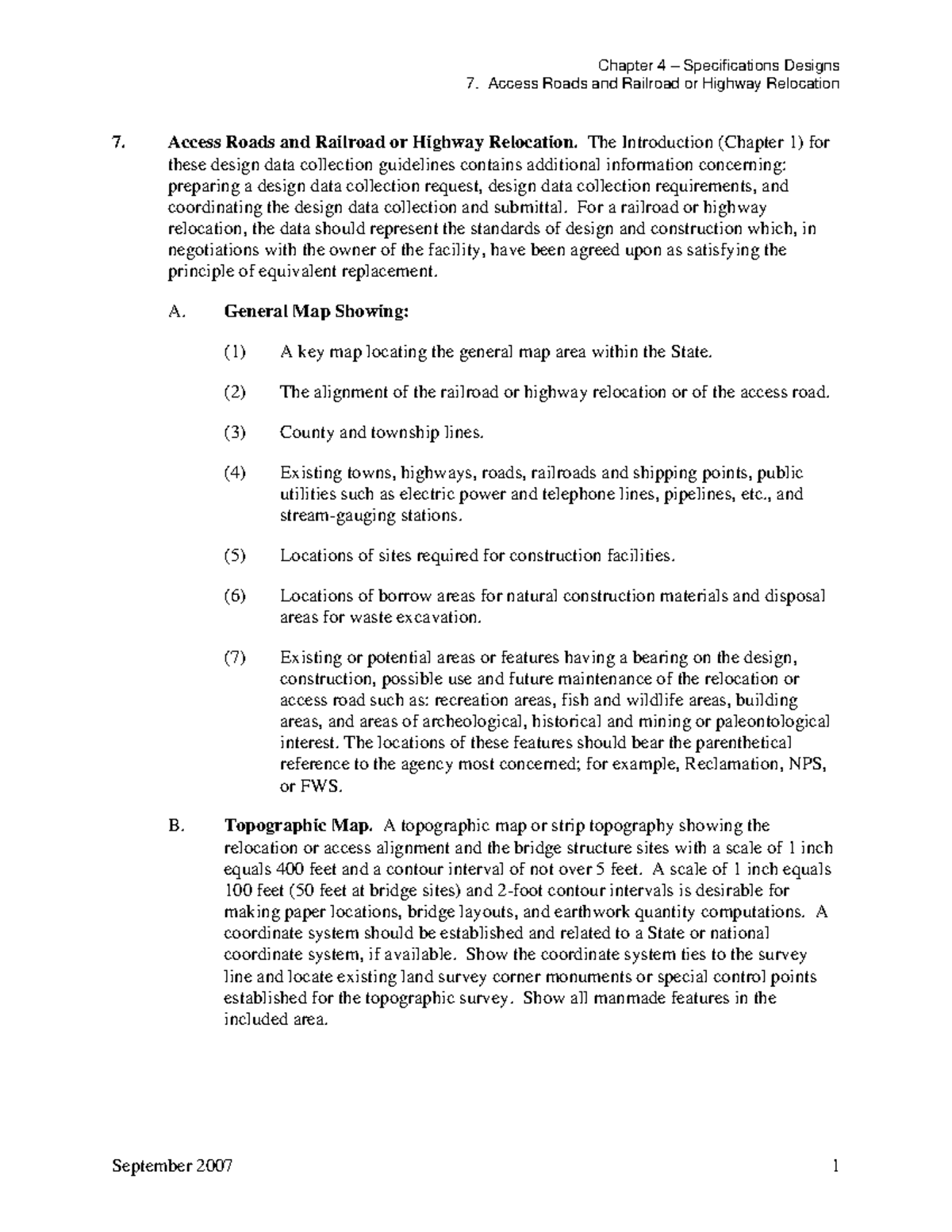 Access Roads and Railroad or Highway Relocation - Chapter 4 ...