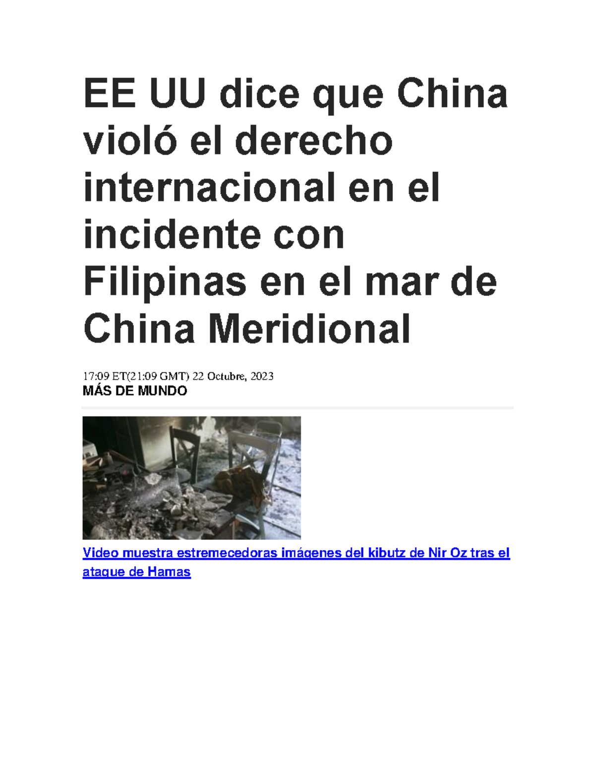 EE UU Dice Que China Violó El Derecho Internacional En El Incidente Con ...