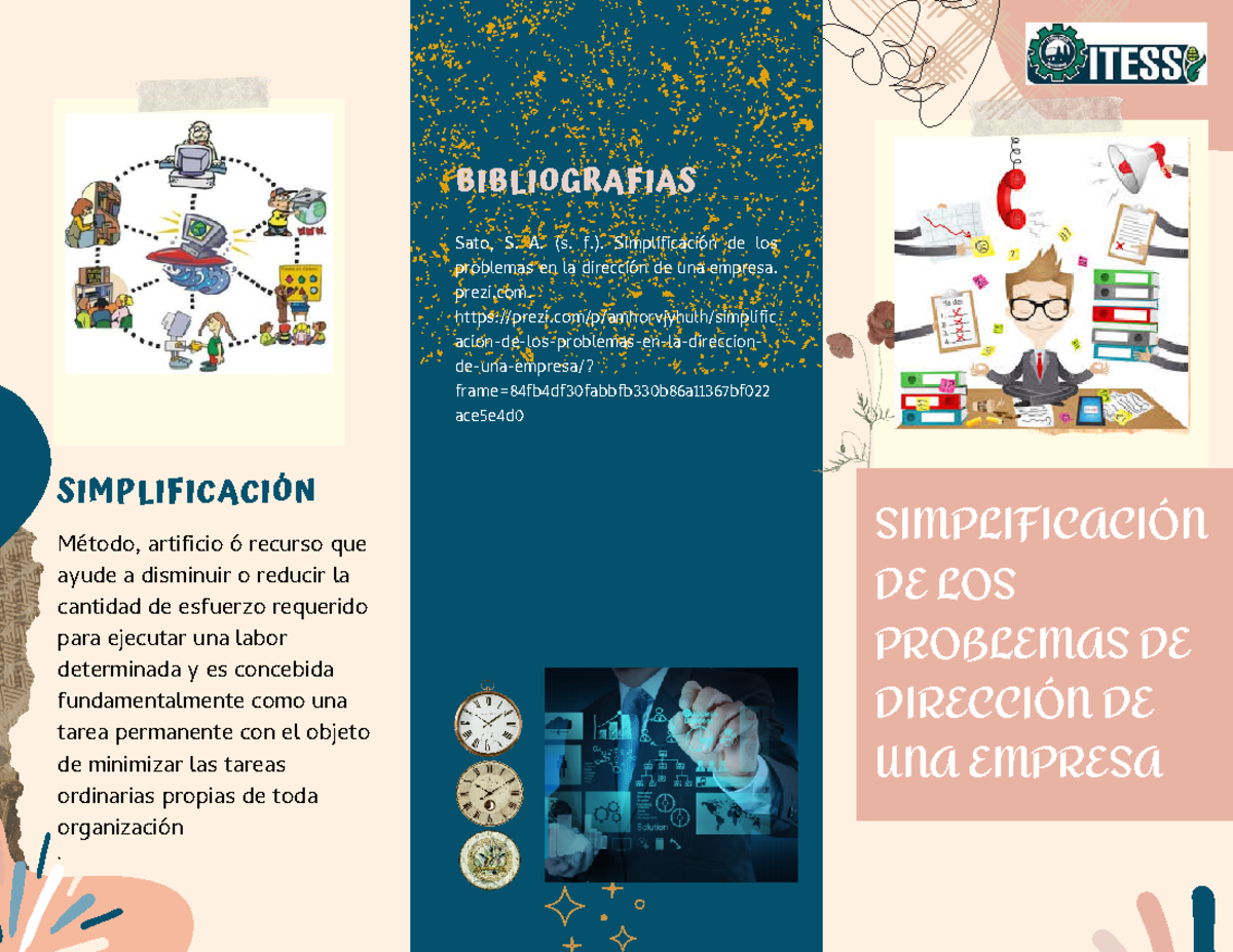 Triptico Problemas de una empresa - SIMPLIFICACIÓN DE LOS PROBLEMAS DE