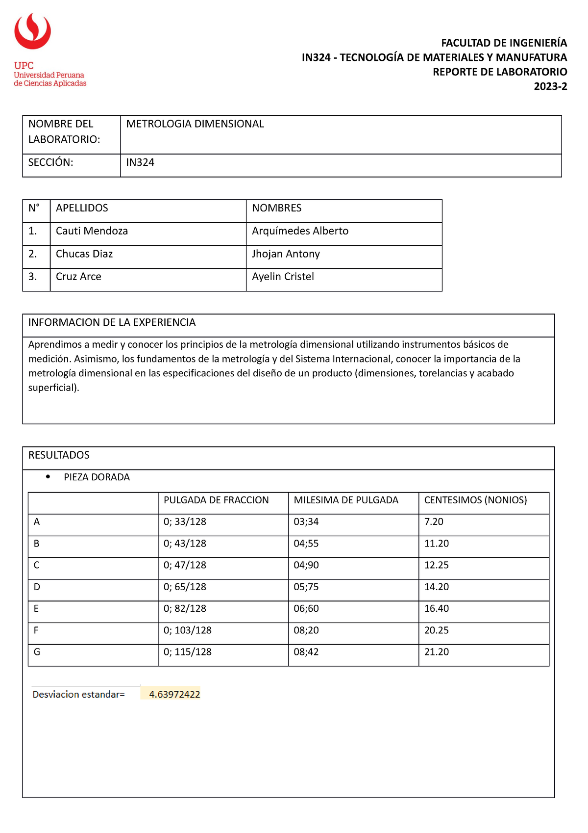 Reporte DE Laboratorio 3 Y 4 - IN324 - IN324 - TECNOLOGÍA DE MATERIALES ...