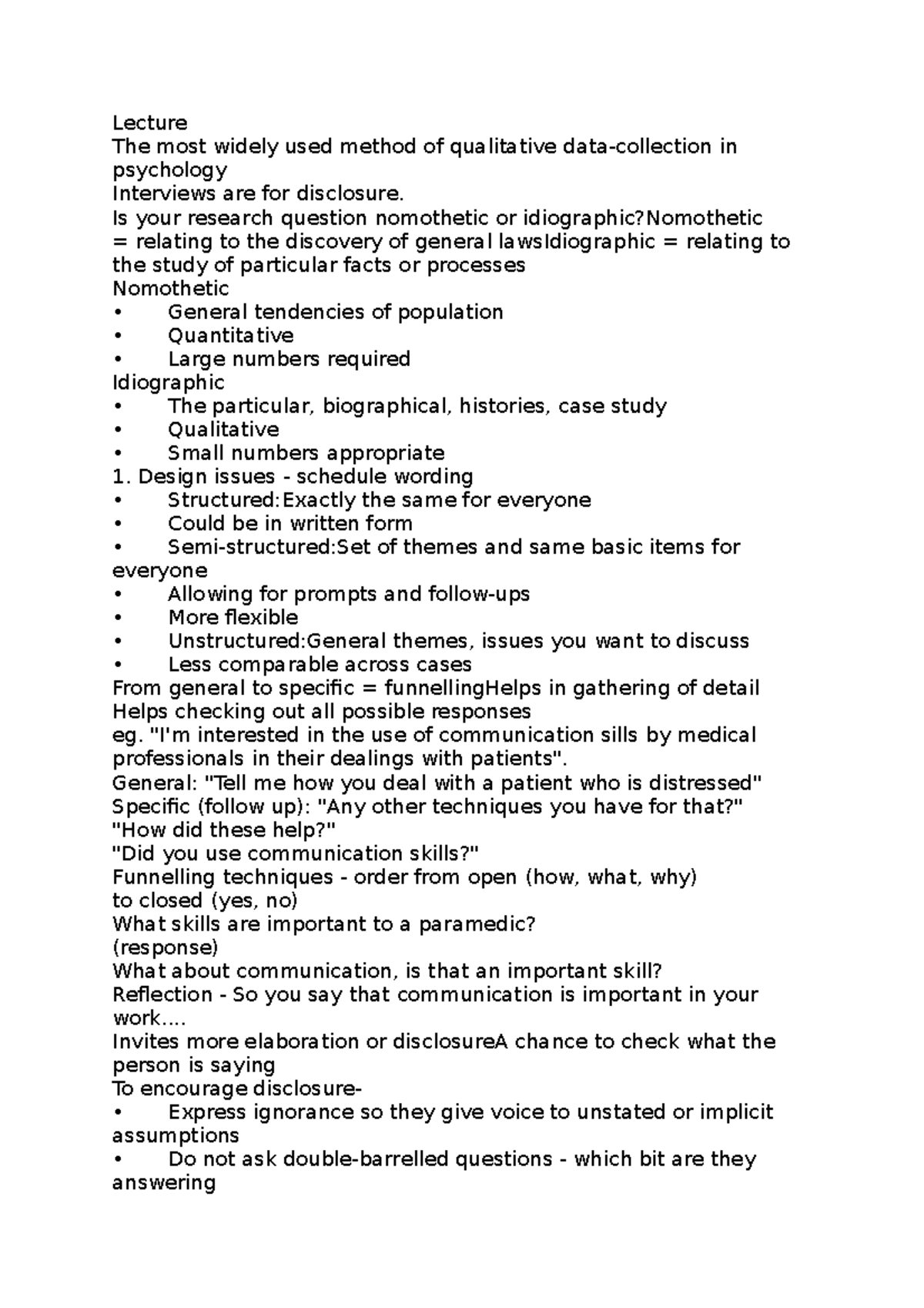 Interviews basics - Lecture The most widely used method of qualitative ...