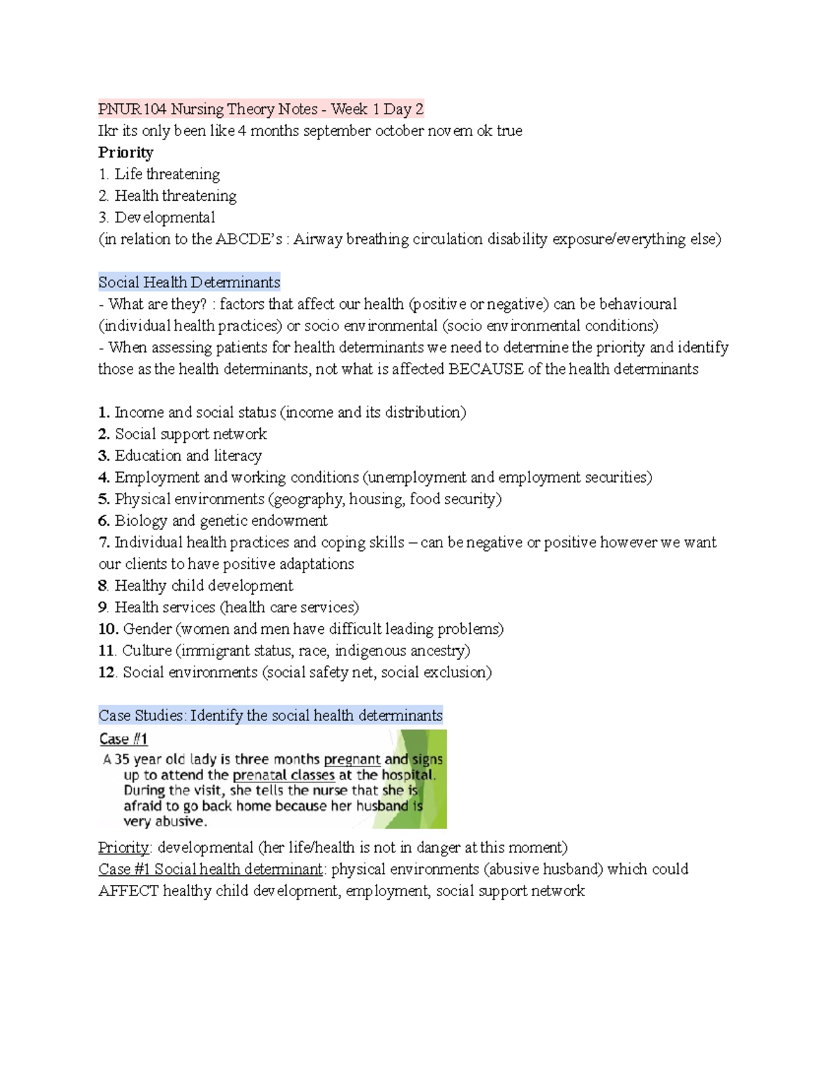 PNUR104 Nursing Theory Notes Week 1 Day 2 - Studocu