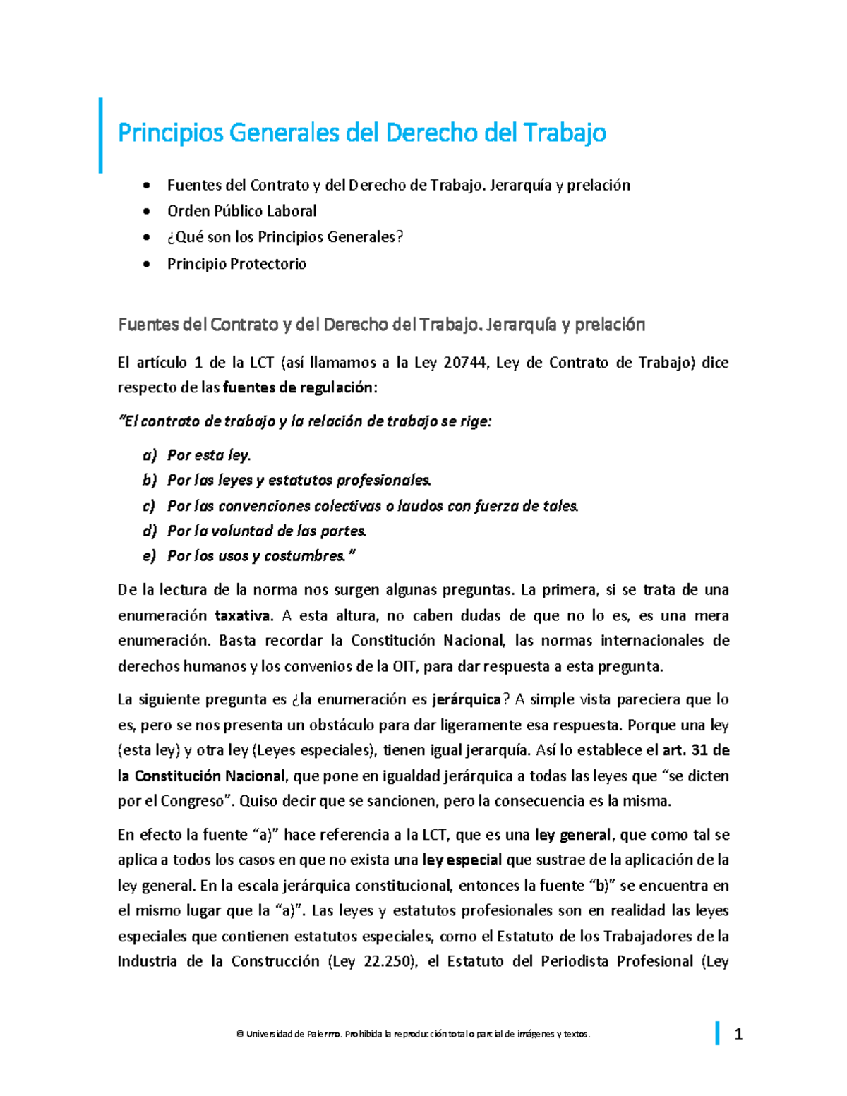 I. Principios Generales Del Derecho Del Trabajo - Principios Generales ...