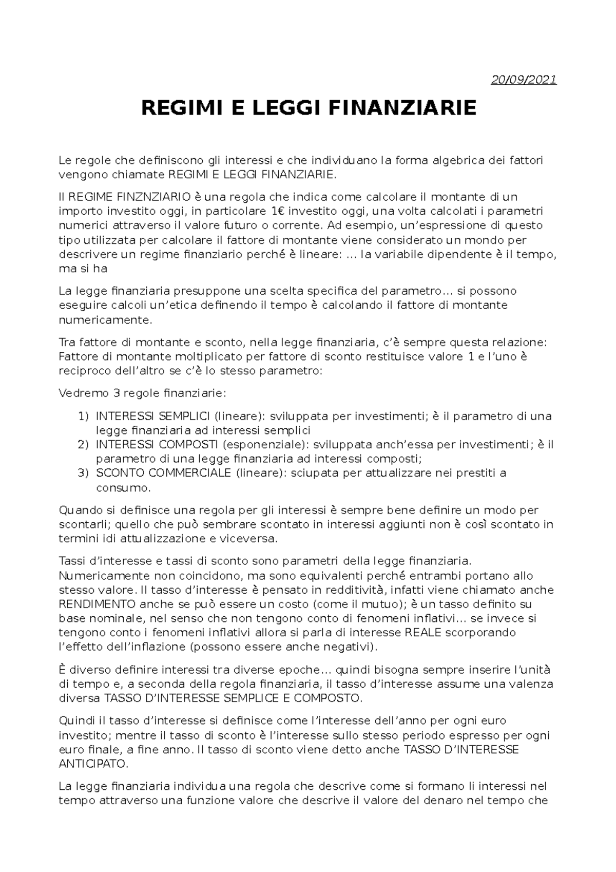 3) Regimi e leggi finanziarie 20/09/ REGIMI E LEGGI FINANZIARIE Le