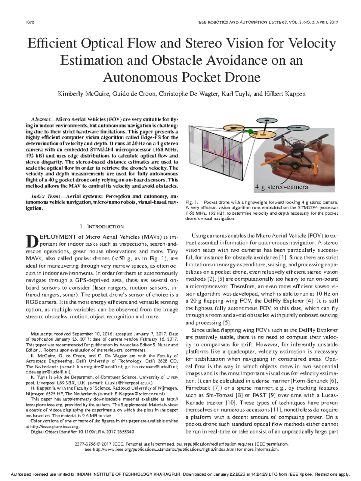 Efficient Optical Flow and Stereo Vision for Velocity Estimation and ...