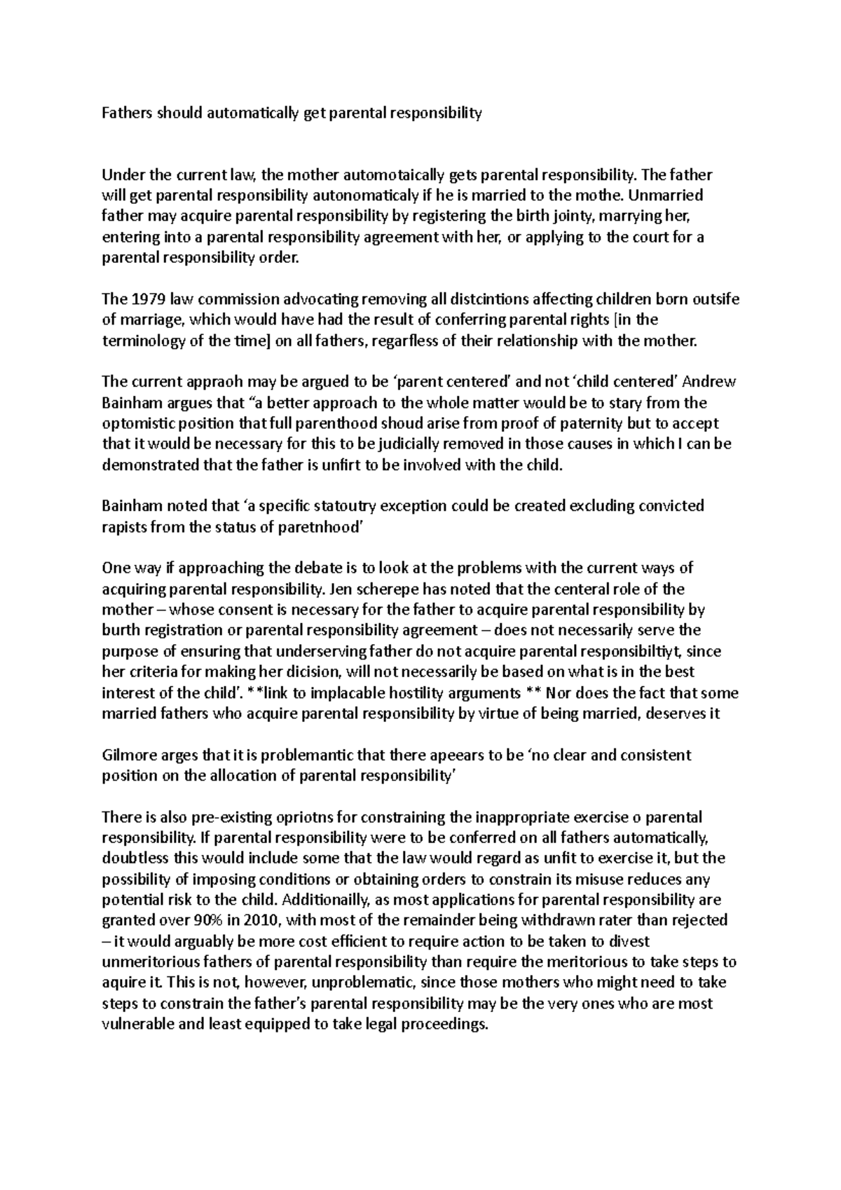 Fathers should automatically get parental responsibility - The father ...