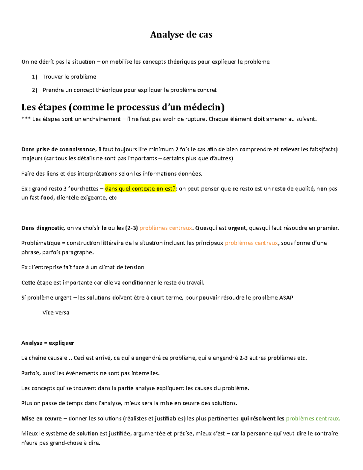 Analyse De Cas - Analyse de cas On ne décrit pas la situation – on ...