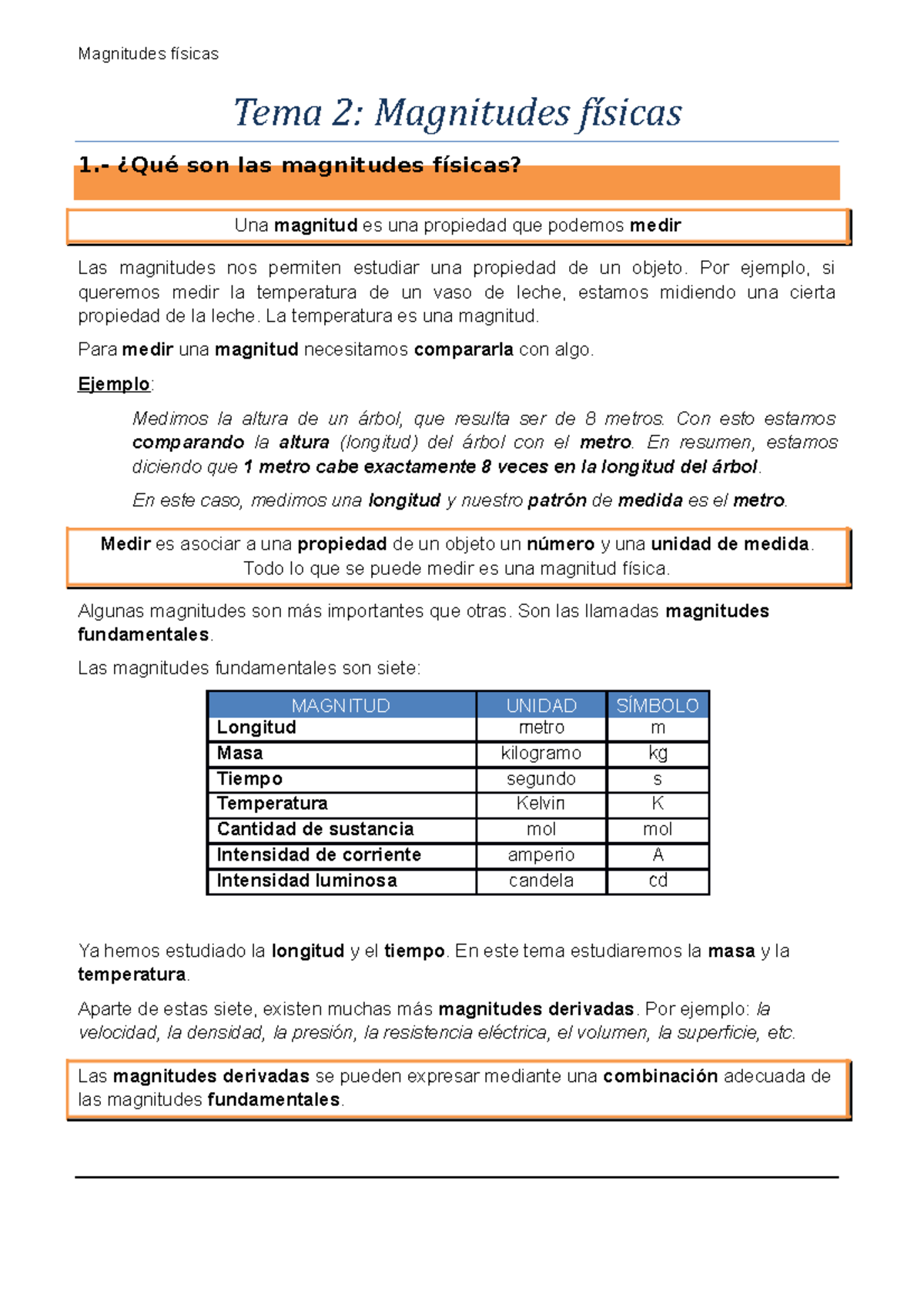 Magnitudes Fisicas - Tema 2: Magnitudes Físicas 1.- ¿Qué Son Las ...