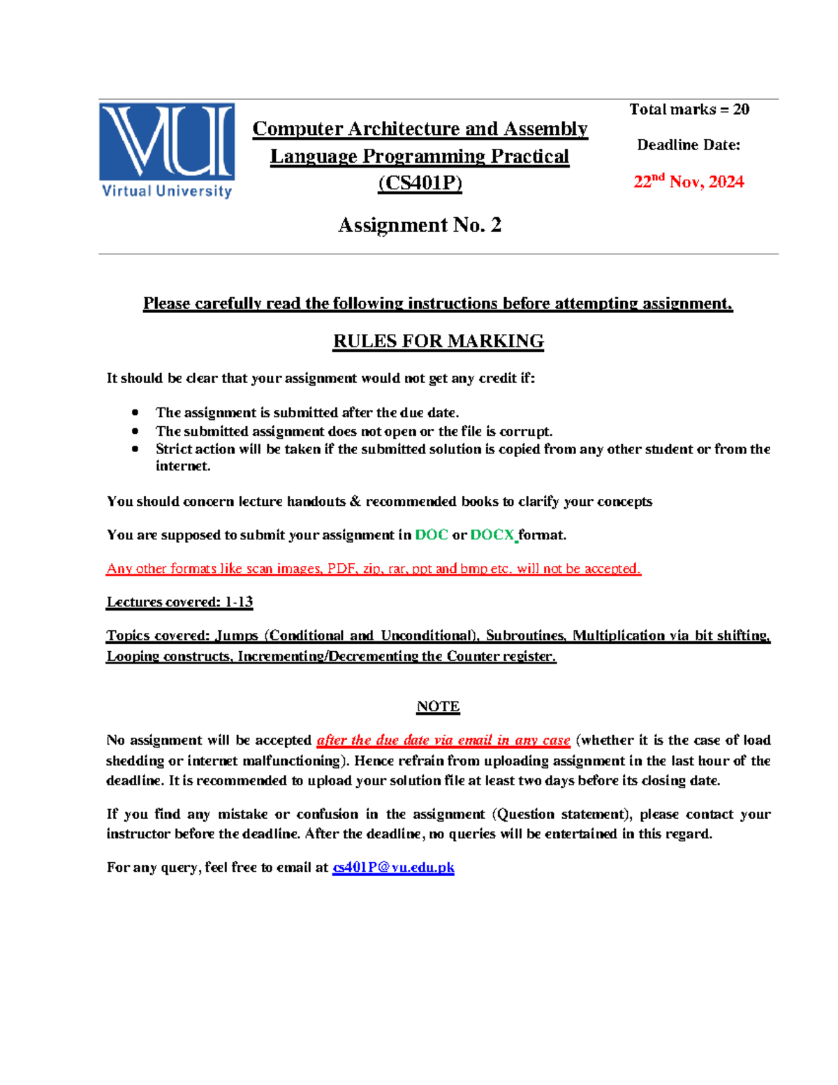 Fall 2024 CS401 P 2 - Computer Architecture and Assembly Language ...
