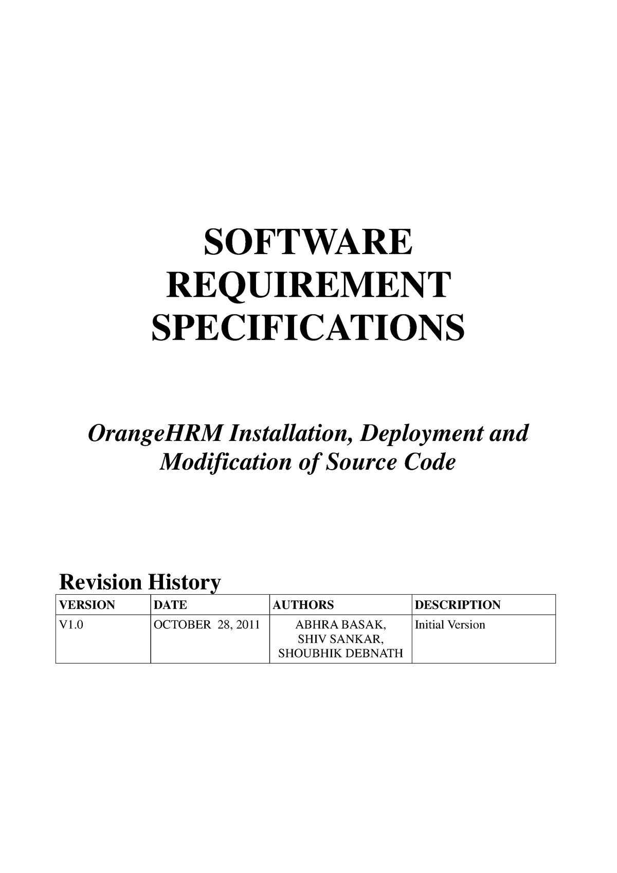 049 - Dcbdvclod - SOFTWARE REQUIREMENT SPECIFICATIONS OrangeHRM ...