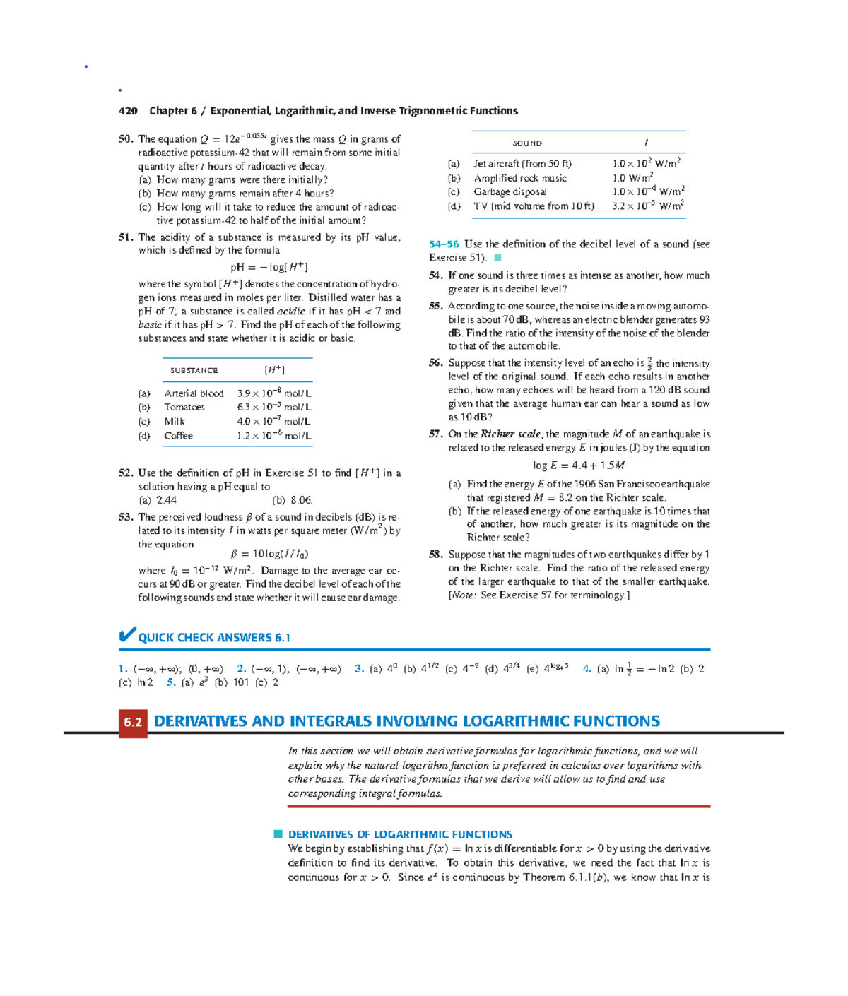 Math work ch6-2 - Math work - 420 Chapter 6 / Exponential, Logarithmic ...
