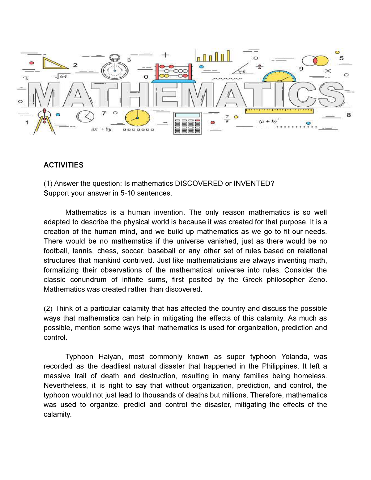 general mathematics essay