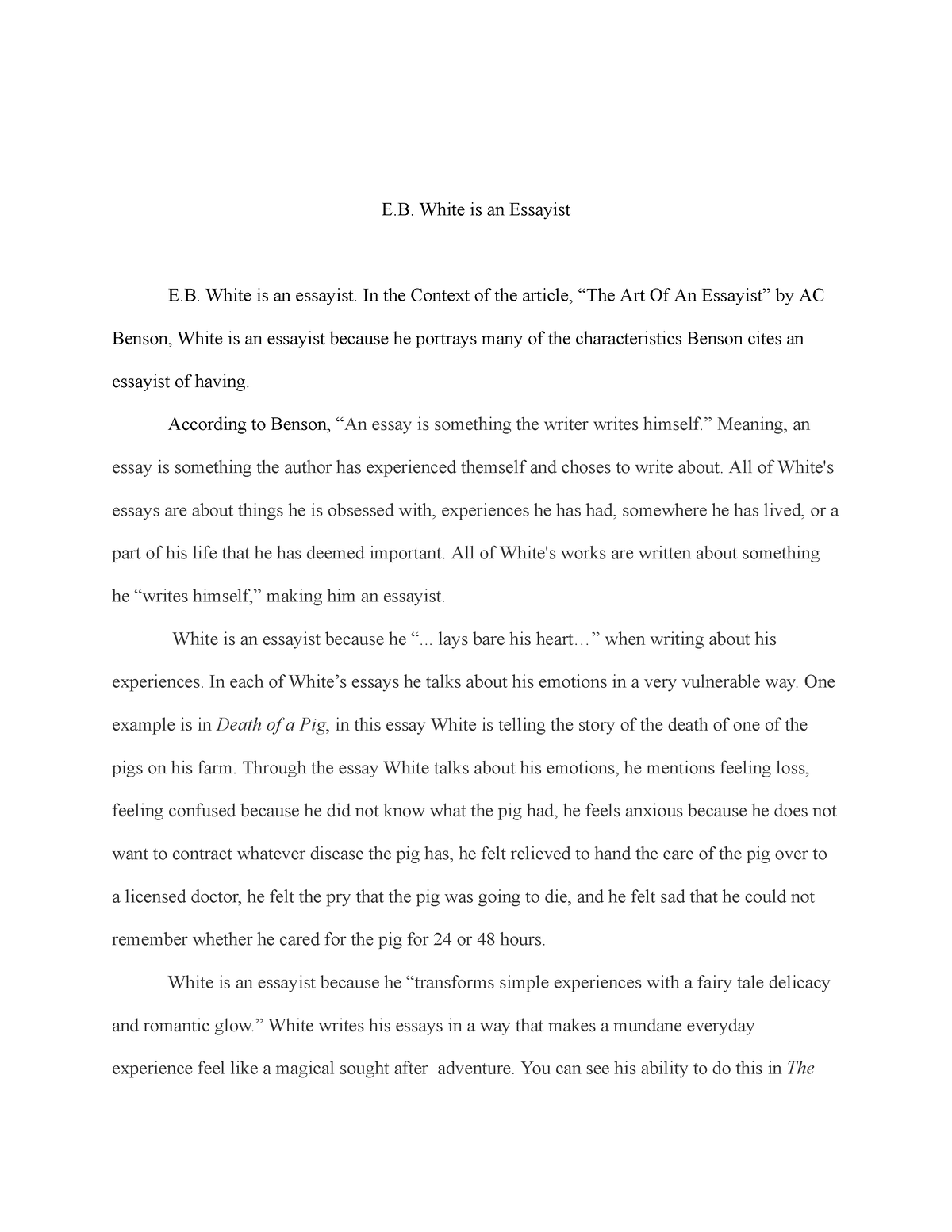 eb white freedom essay