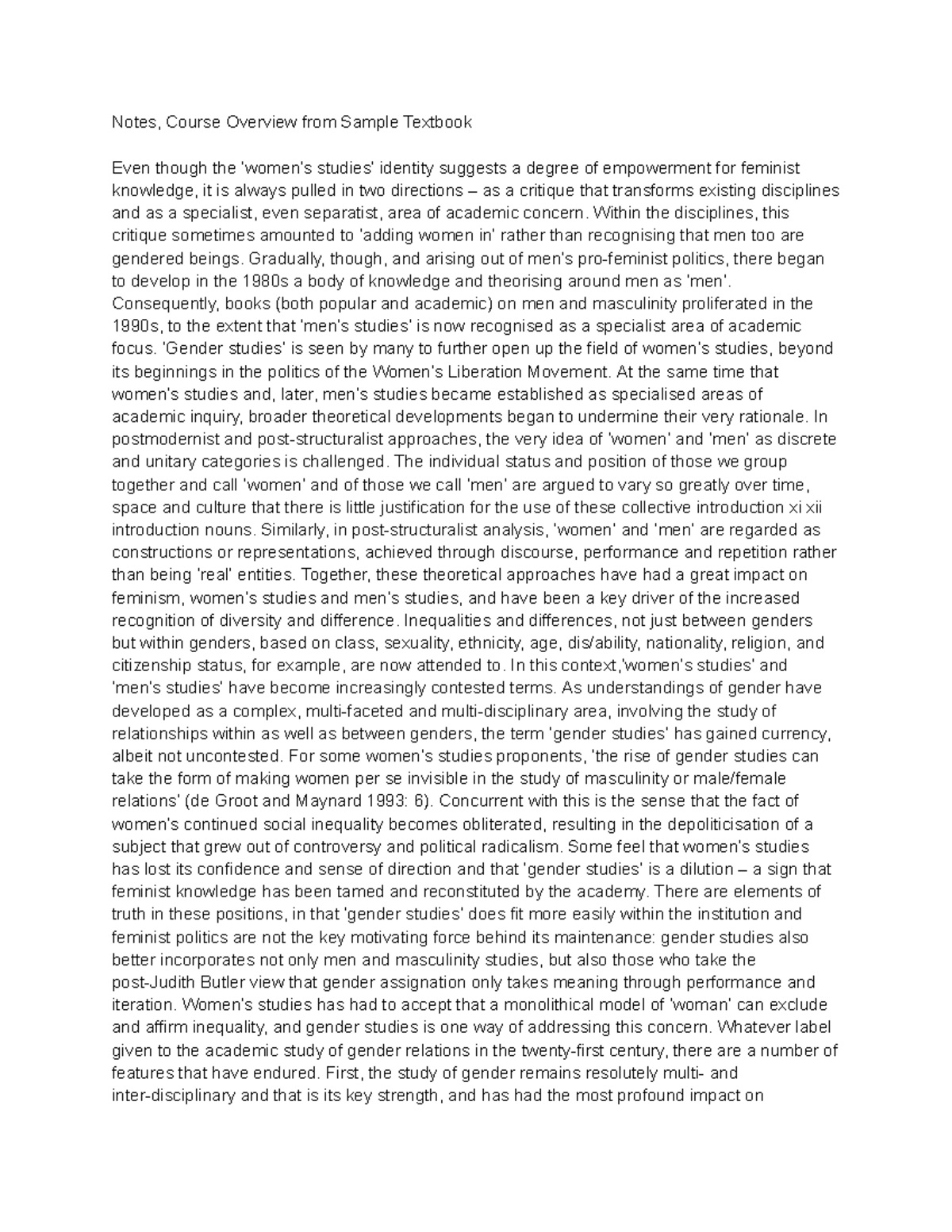 Course Notes - Notes, Course Overview from Sample Textbook Even though ...